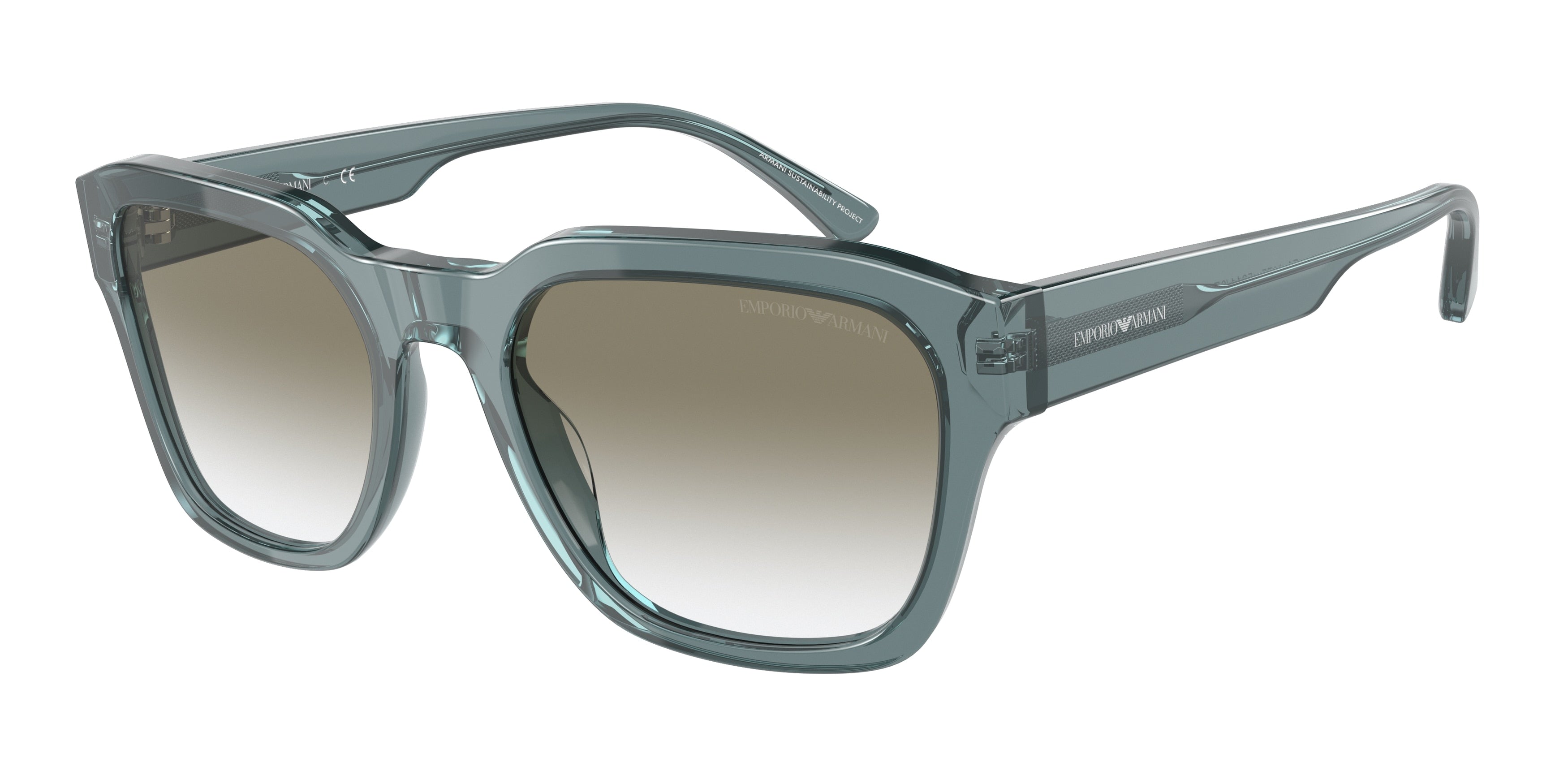 Emporio Armani EA4175 Square Sunglasses  59118E-Shiny Transparent Blue 55-145-20 - Color Map Blue