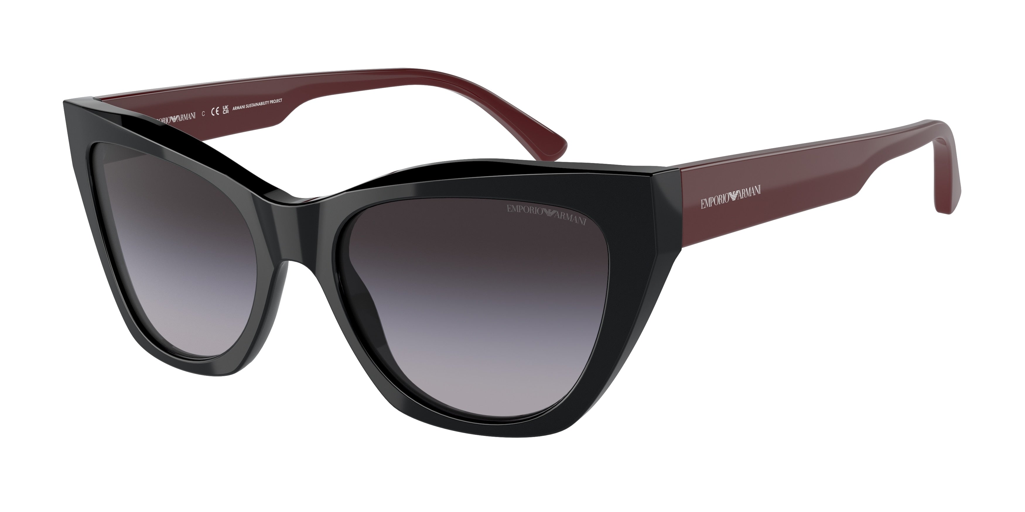 Emporio Armani EA4176 Cat Eye Sunglasses 50178G-Shiny Black 54-140-18 - Color Map Black