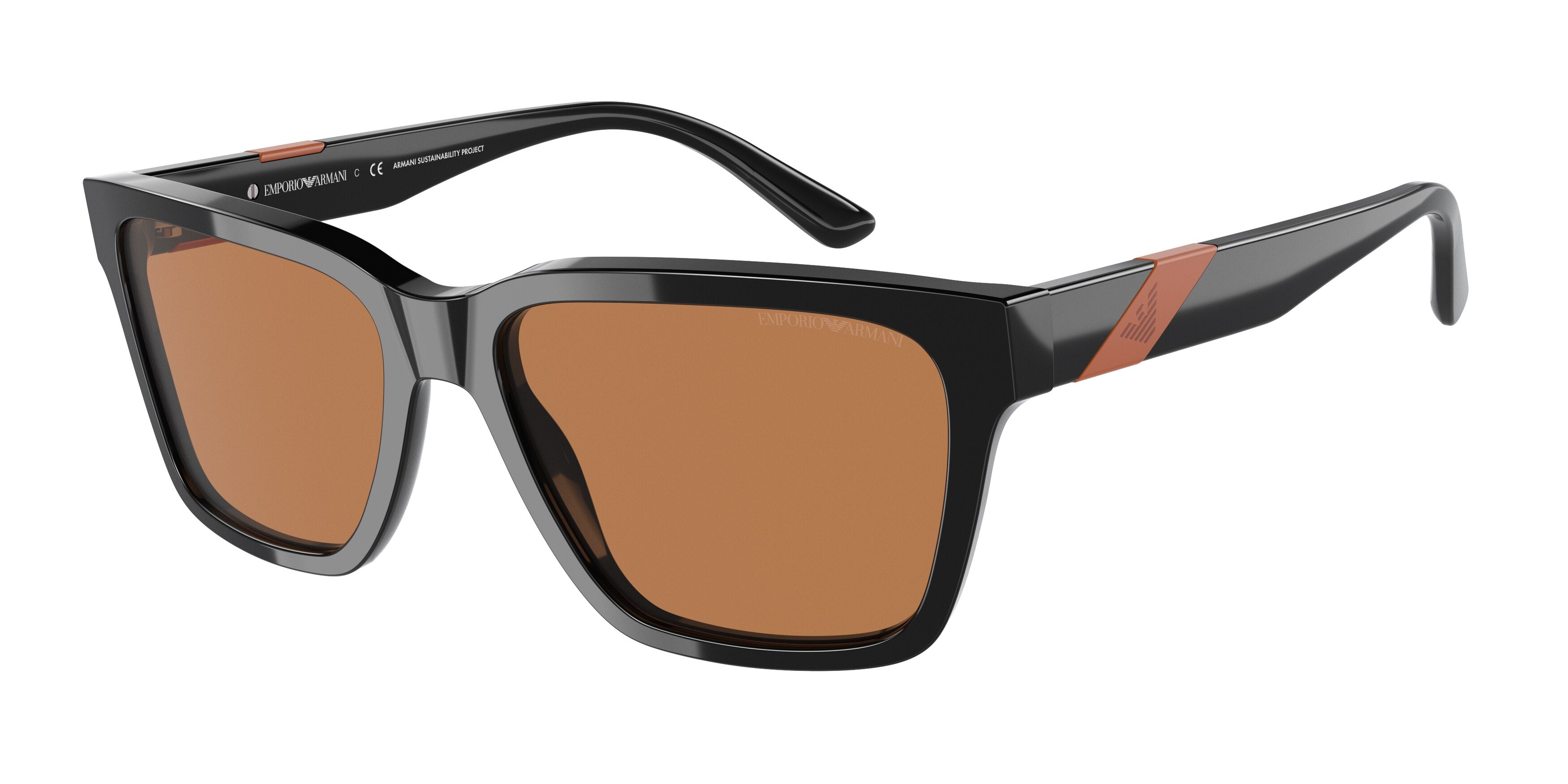 Emporio Armani EA4177 Rectangle Sunglasses  587573-Shiny Black 57-145-17 - Color Map Black