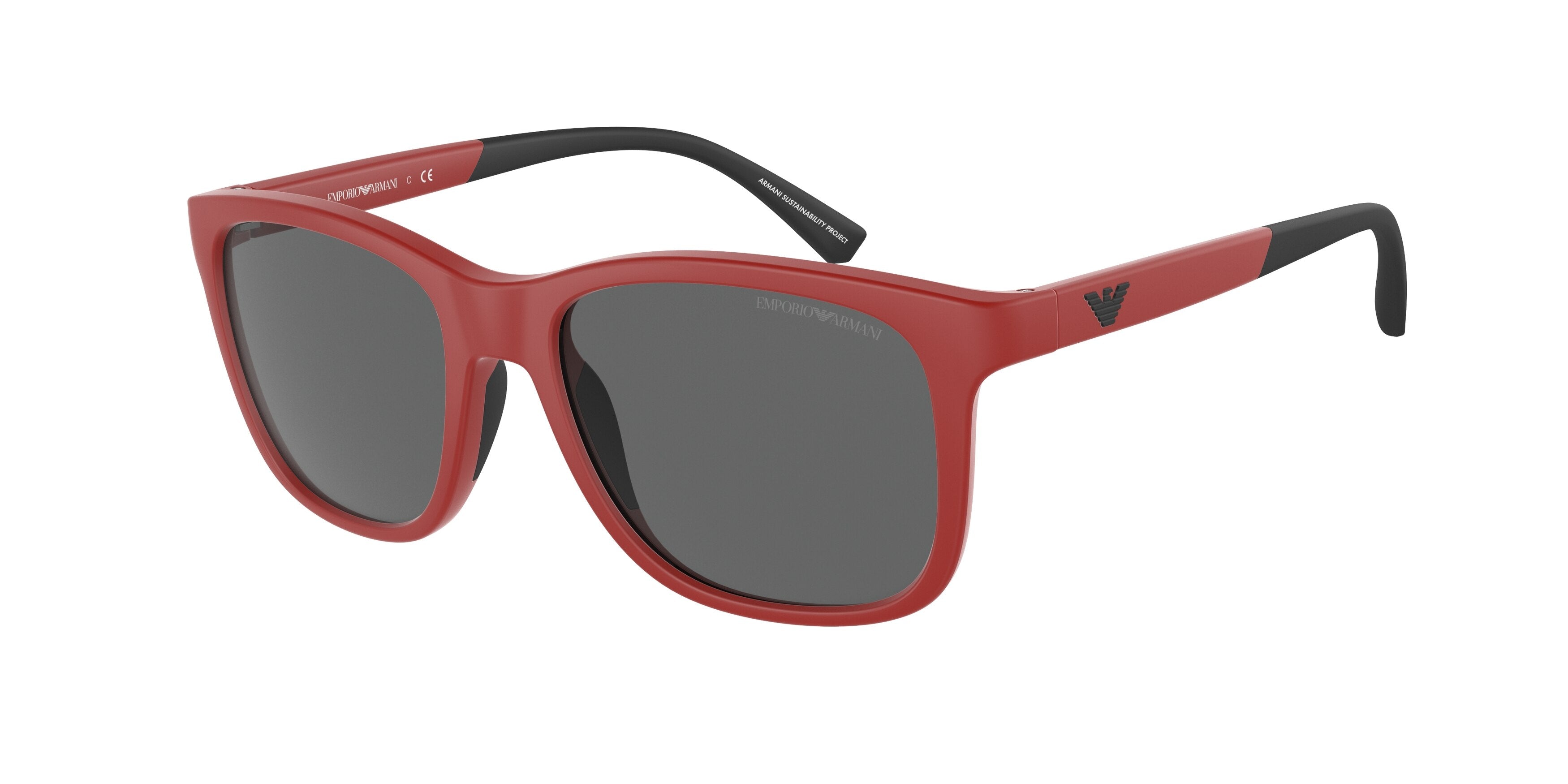 Emporio Armani EA4184F Pillow Sunglasses 562487-Matte Red 49-130-16 - Color Map Red