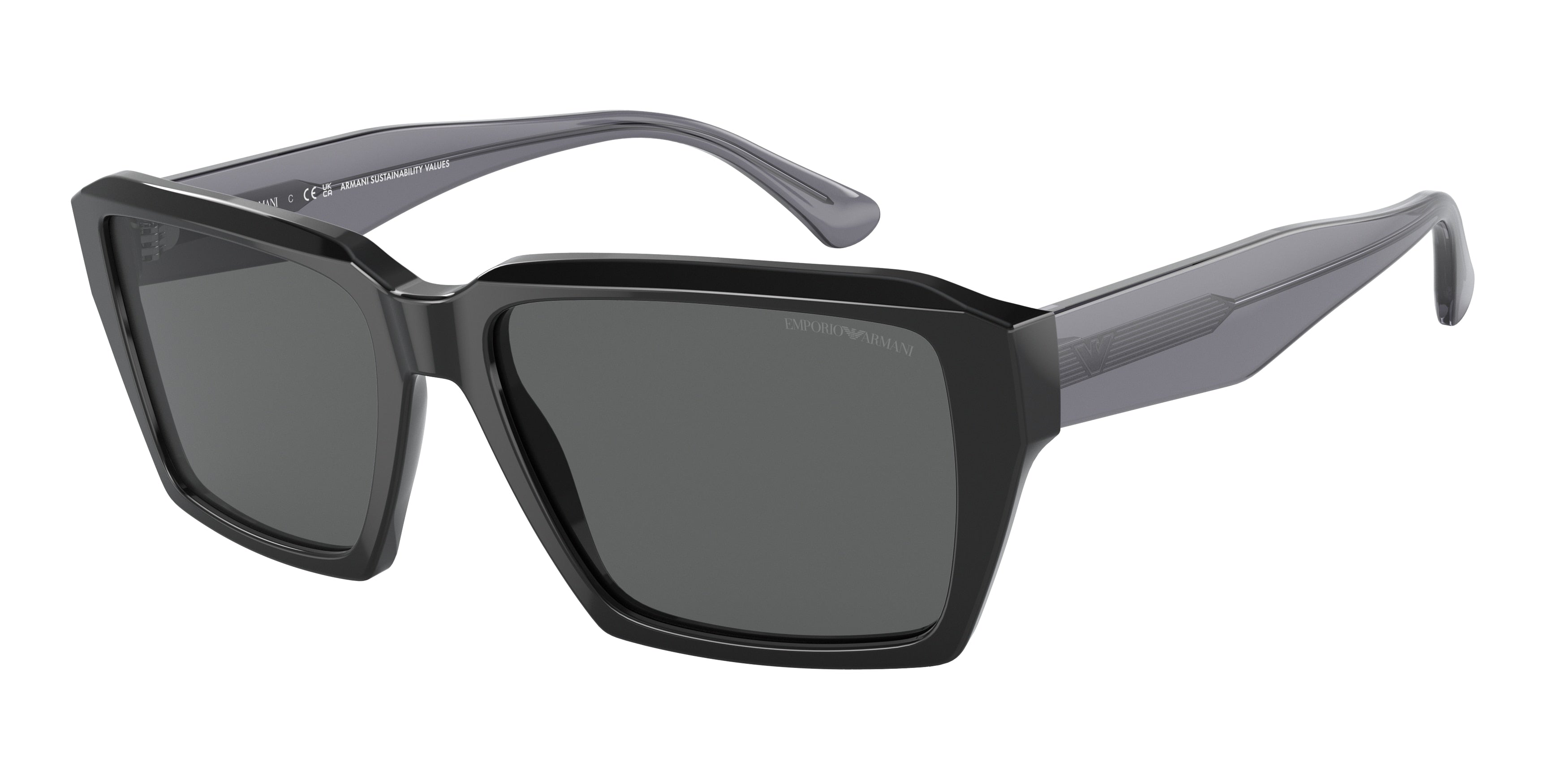 Emporio Armani EA4186F Rectangle Sunglasses 501787-Shiny Black 58-145-17 - Color Map Black