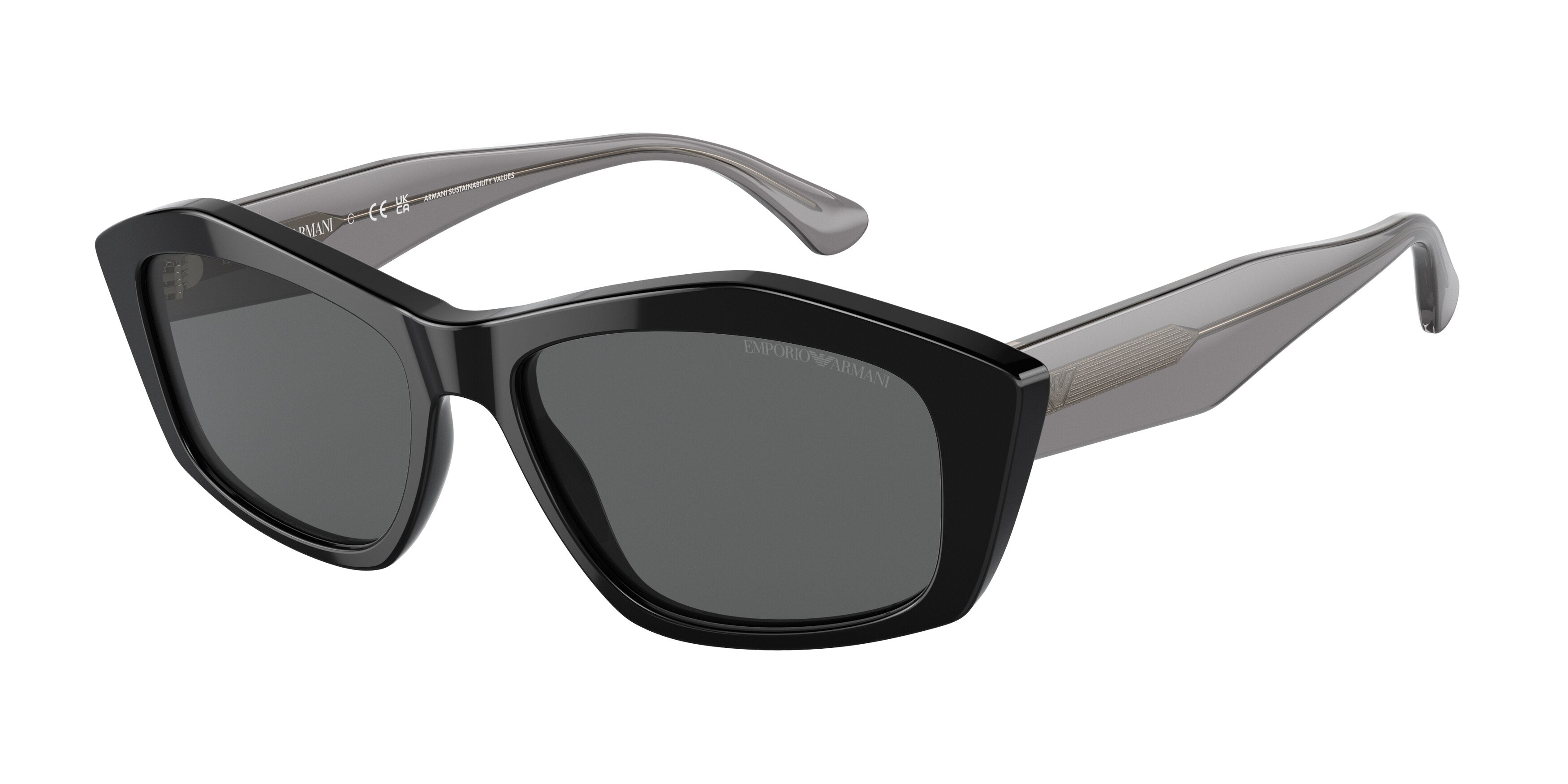 Emporio Armani EA4187F Pillow Sunglasses 501787-Shiny Black 56-140-16 - Color Map Black