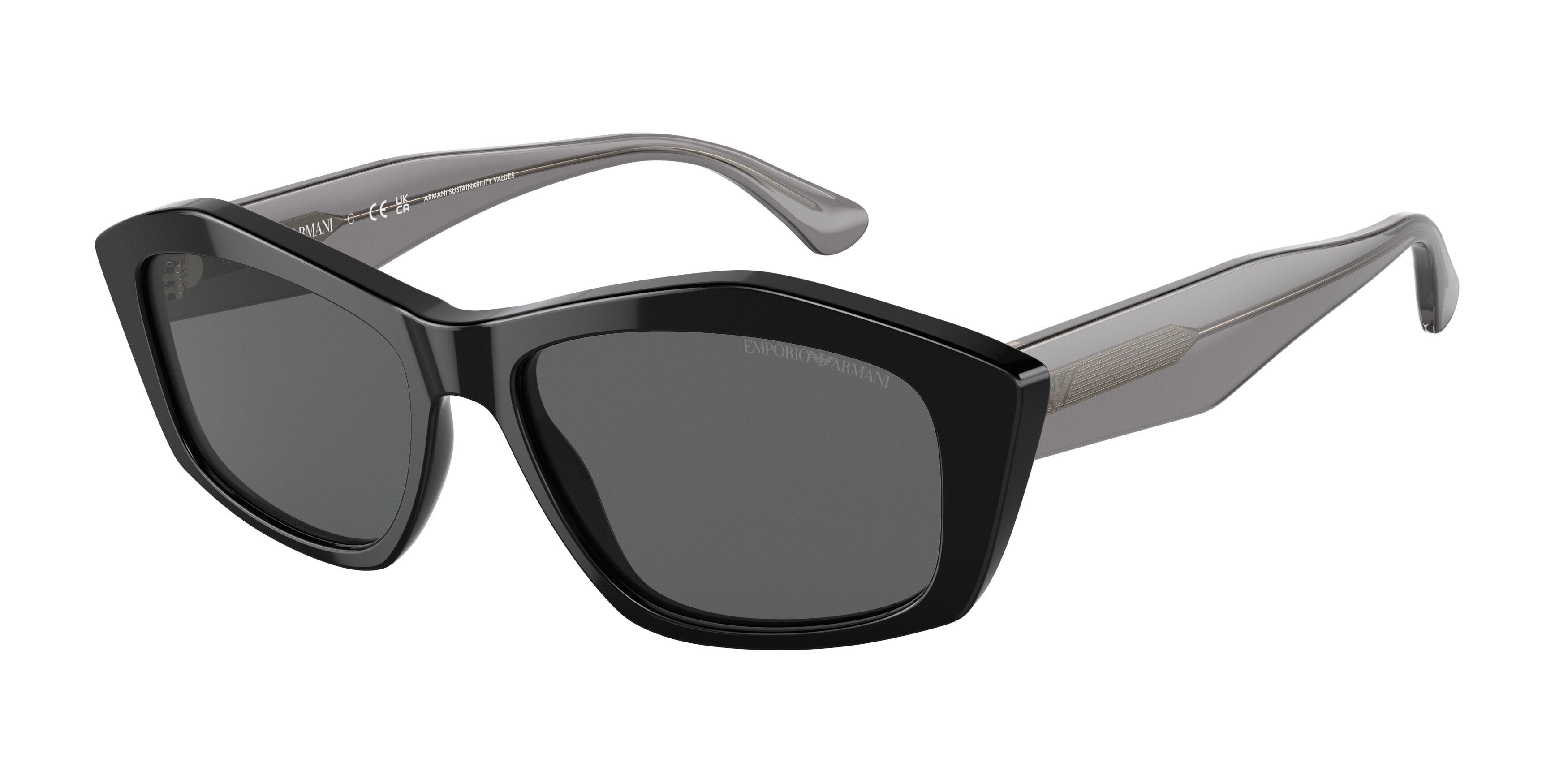 Emporio Armani EA4187 Pillow Sunglasses 501787-Shiny Black 55-140-16 - Color Map Black