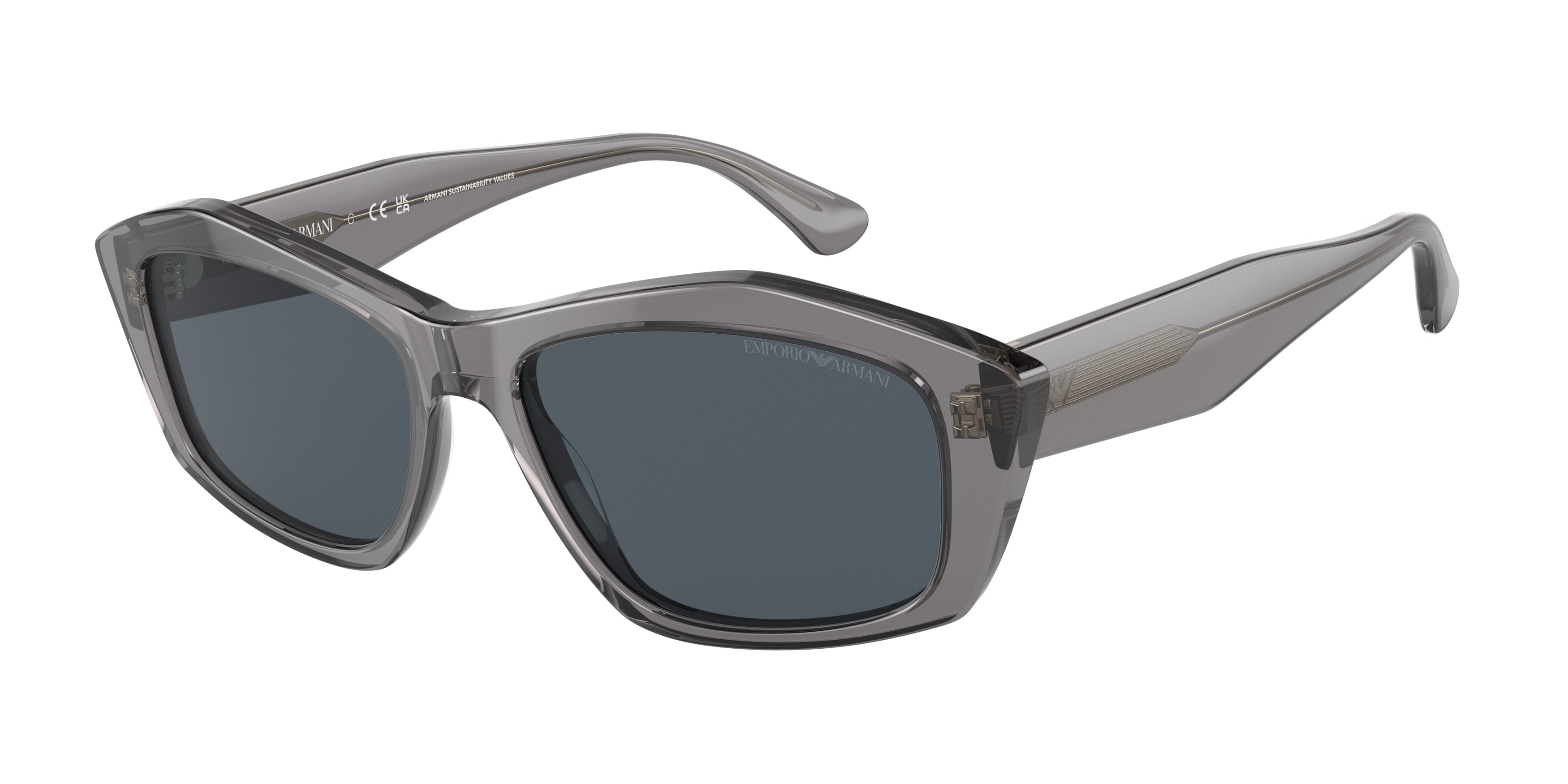 Emporio Armani EA4187 Pillow Sunglasses 502987-Shiny Transparent Grey 55-140-16 - Color Map Grey
