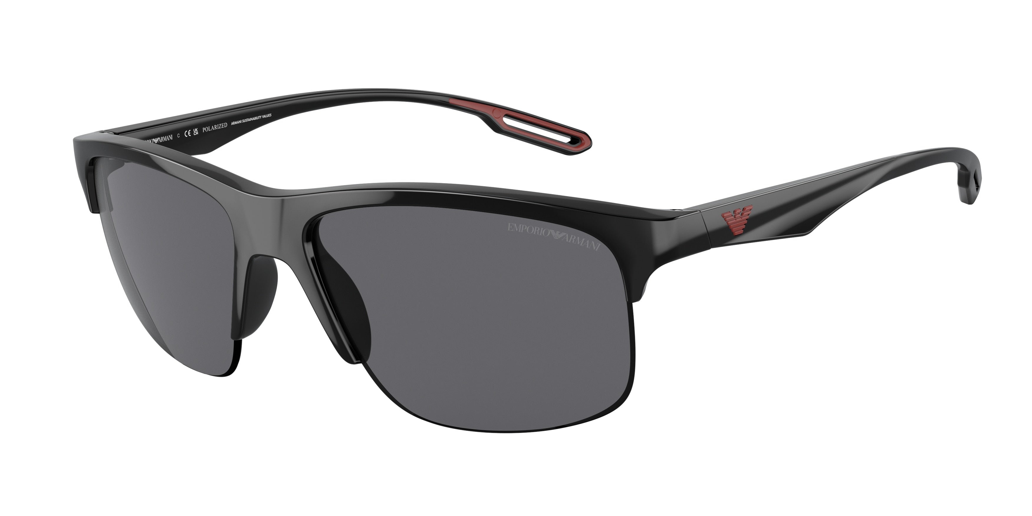 Emporio Armani EA4188U Pillow Sunglasses 5017T3-Shiny Black 62-145-11 - Color Map Black
