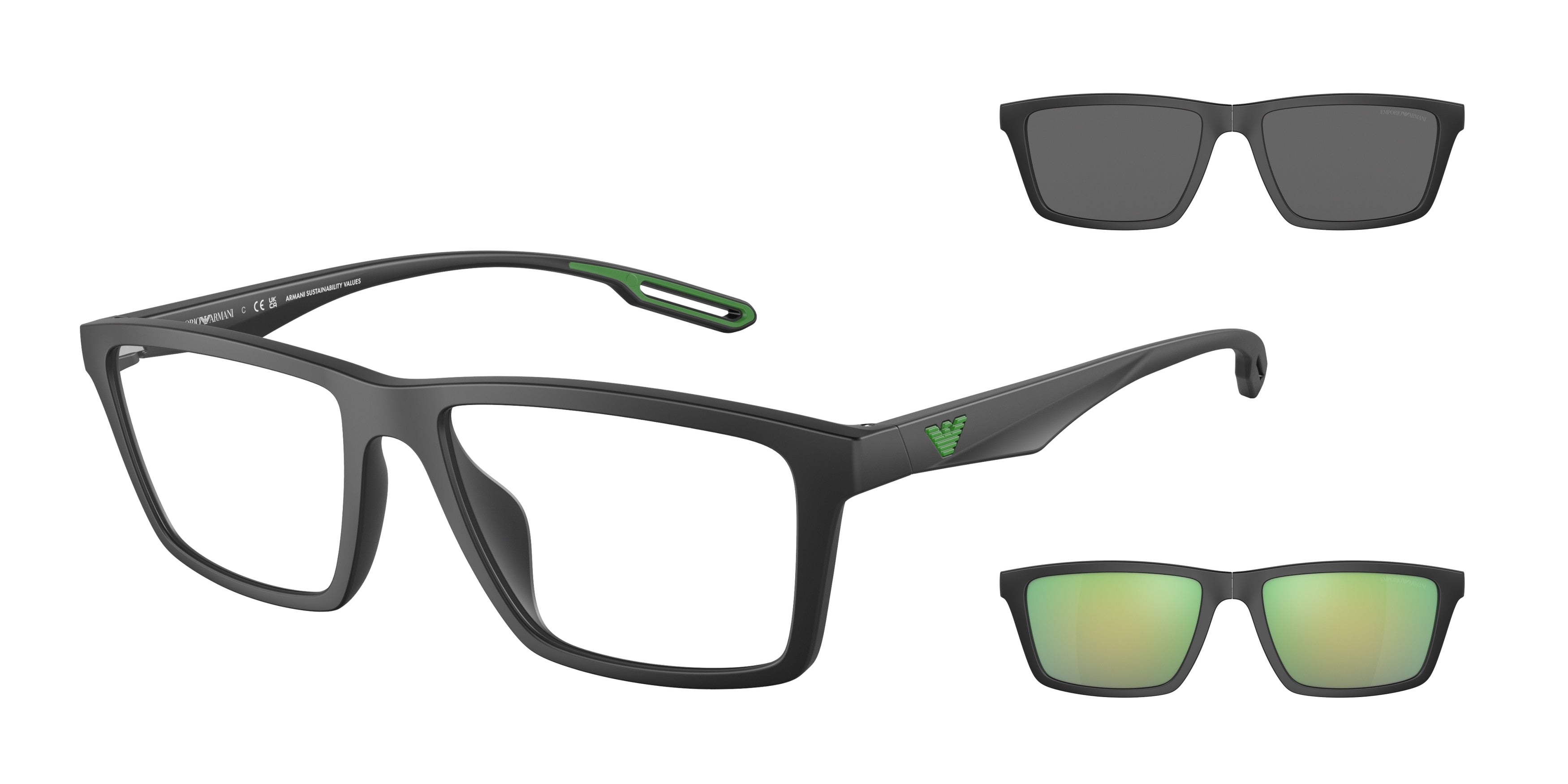 Emporio Armani EA4189U Rectangle Sunglasses 50011W-Matte Black 55-145-17 - Color Map Black