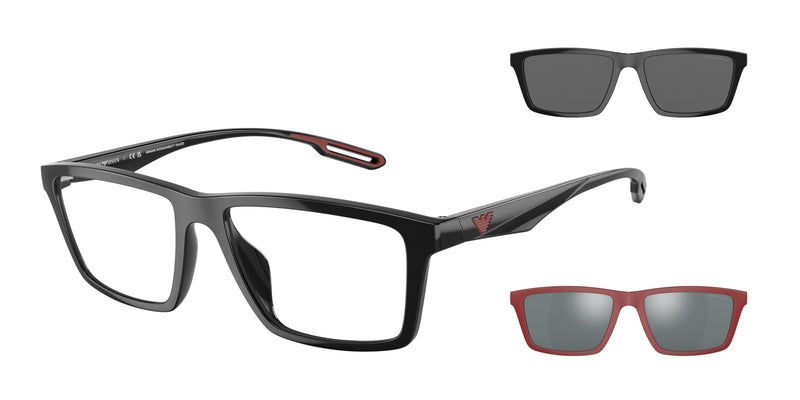 Emporio Armani EA4189U Rectangle Sunglasses 50171W-Shiny Black 55-145-17 - Color Map Black