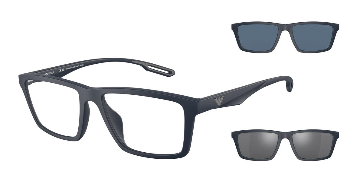 Emporio Armani EA4189U Rectangle Sunglasses 50881W-Matte Blue 55-145-17 - Color Map Blue