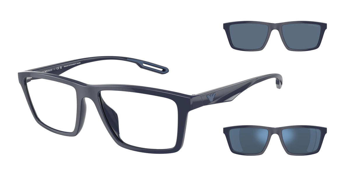 Emporio Armani EA4189U Rectangle Sunglasses 57591W-Shiny Blue 55-145-17 - Color Map Blue