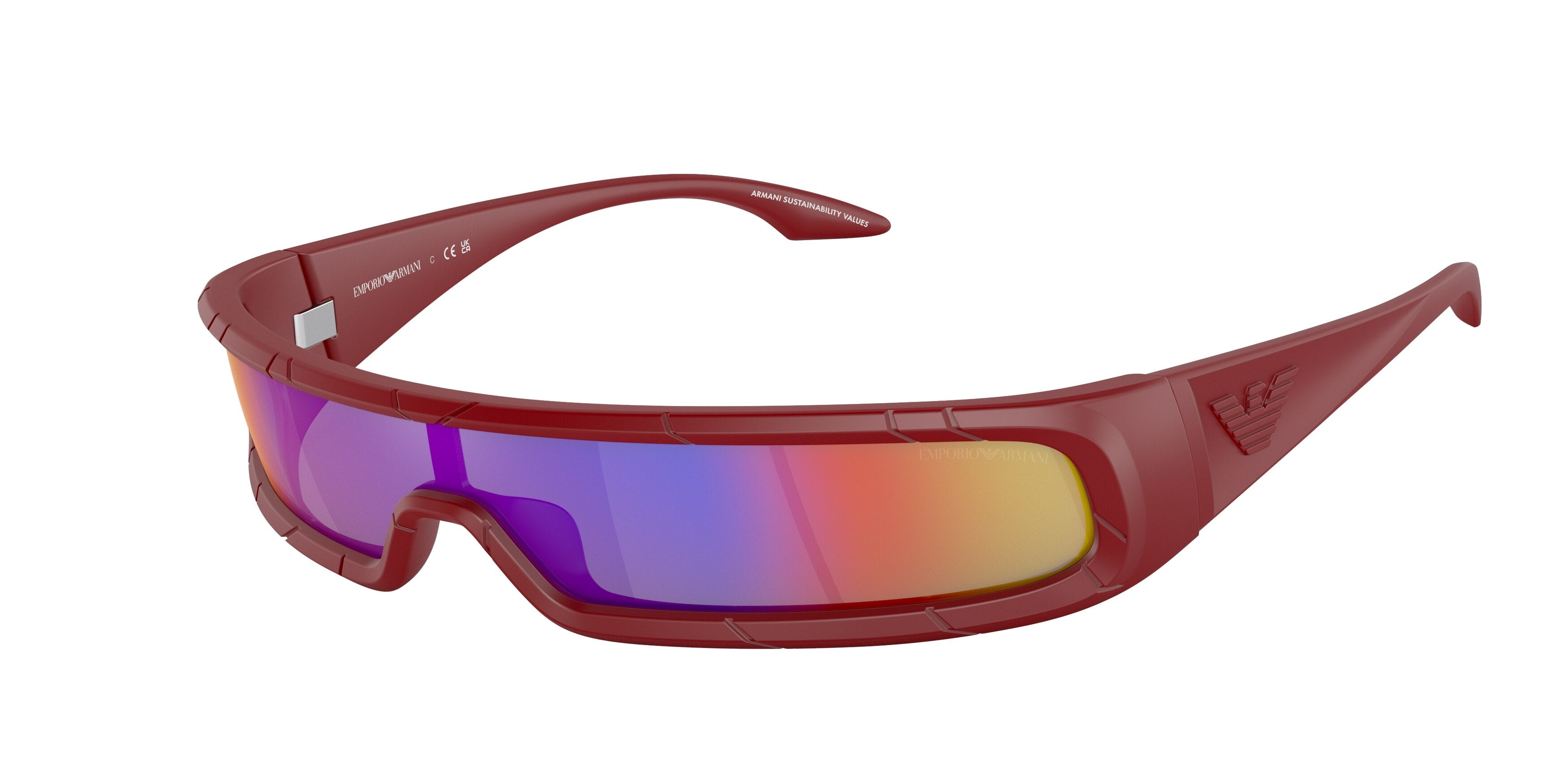 Emporio Armani EA4190U Rectangle Sunglasses 50676Q-Rubberised Red 36-120-136 - Color Map Red