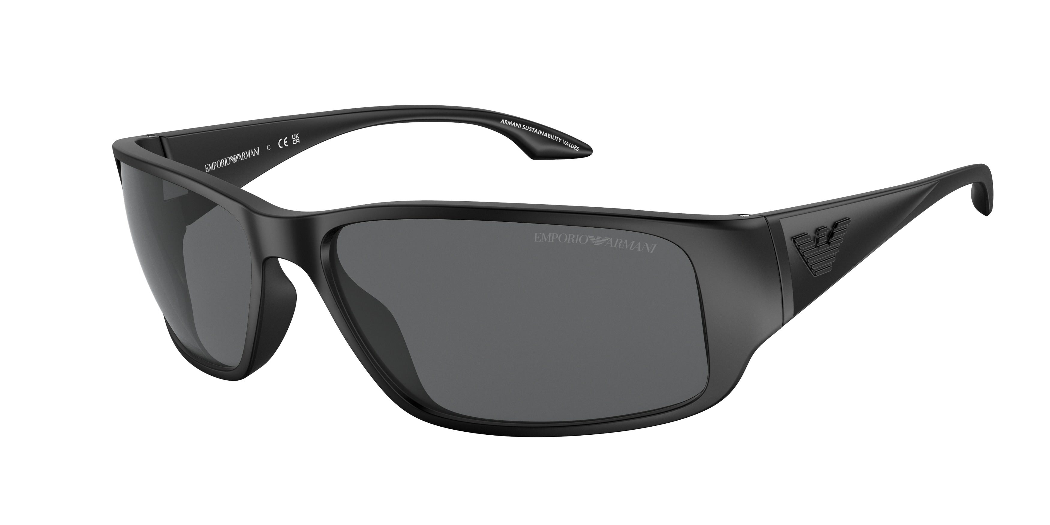 Emporio Armani EA4191U Pillow Sunglasses 506387-Rubberised Black 64-130-16 - Color Map Black