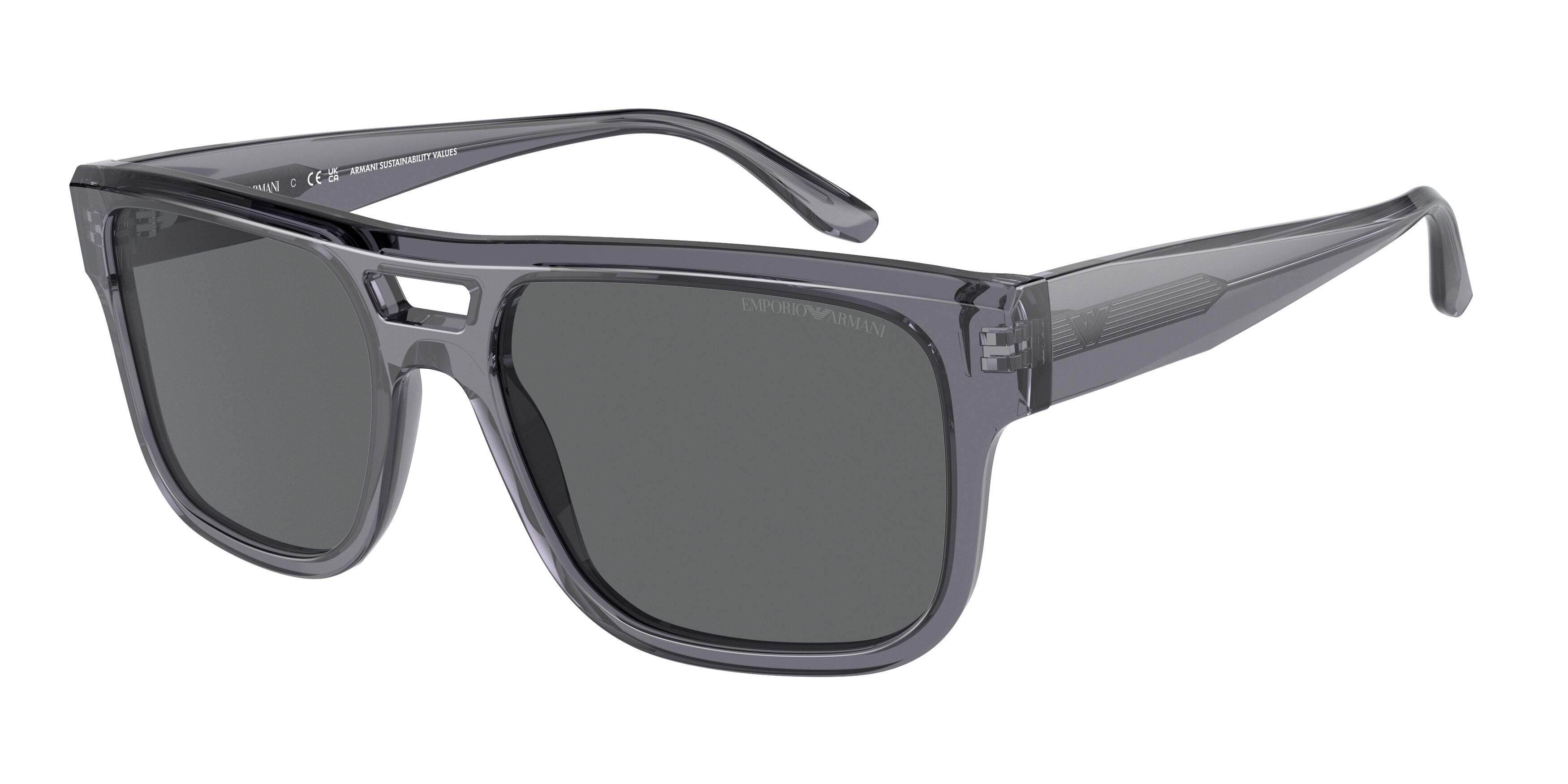 Emporio Armani EA4197F Pillow Sunglasses 502987-Transparent Grey 57-145-18 - Color Map Grey