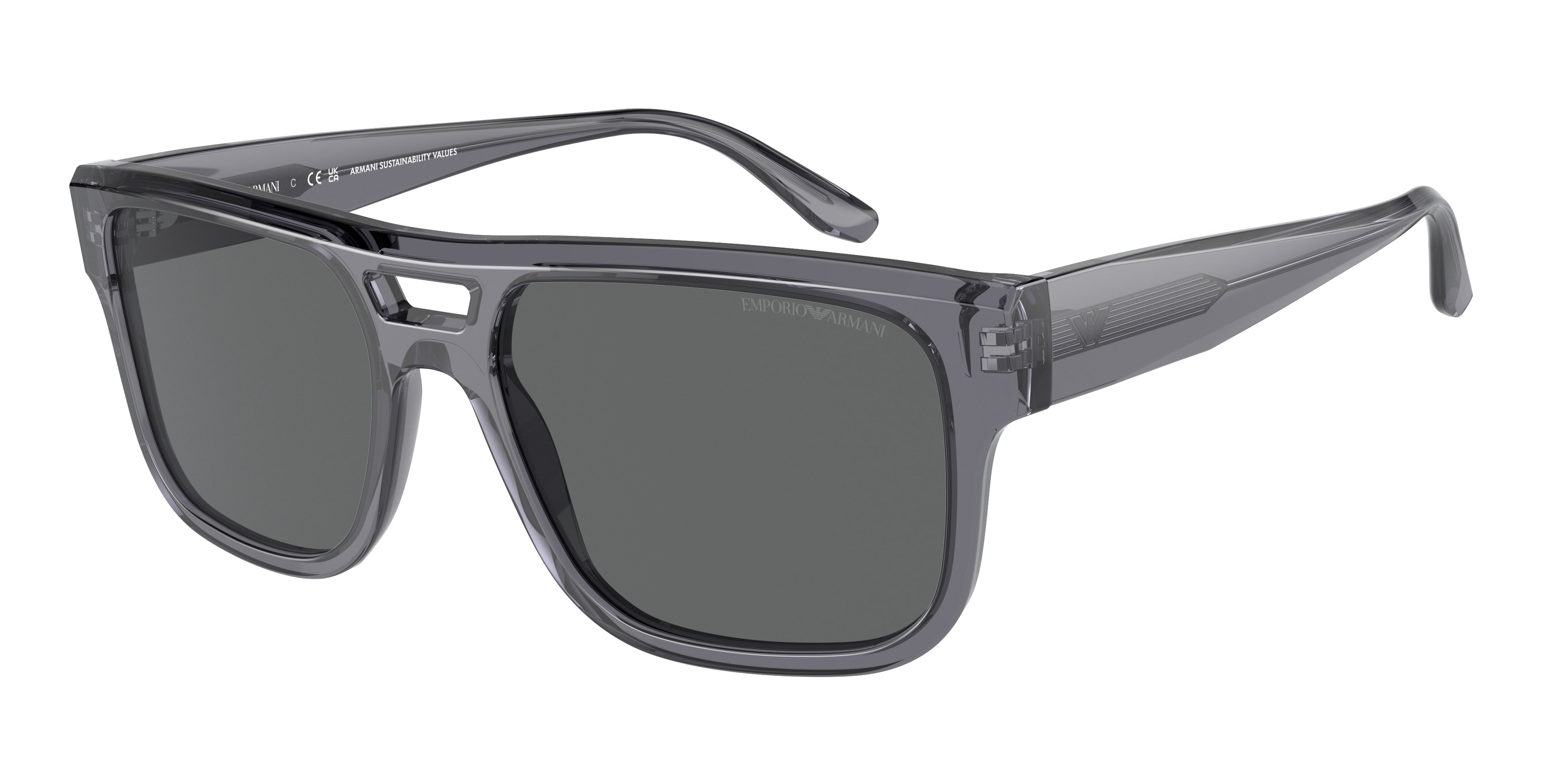 Emporio Armani EA4197 Pillow Sunglasses  502987-Transparent Grey 57-145-18 - Color Map Grey