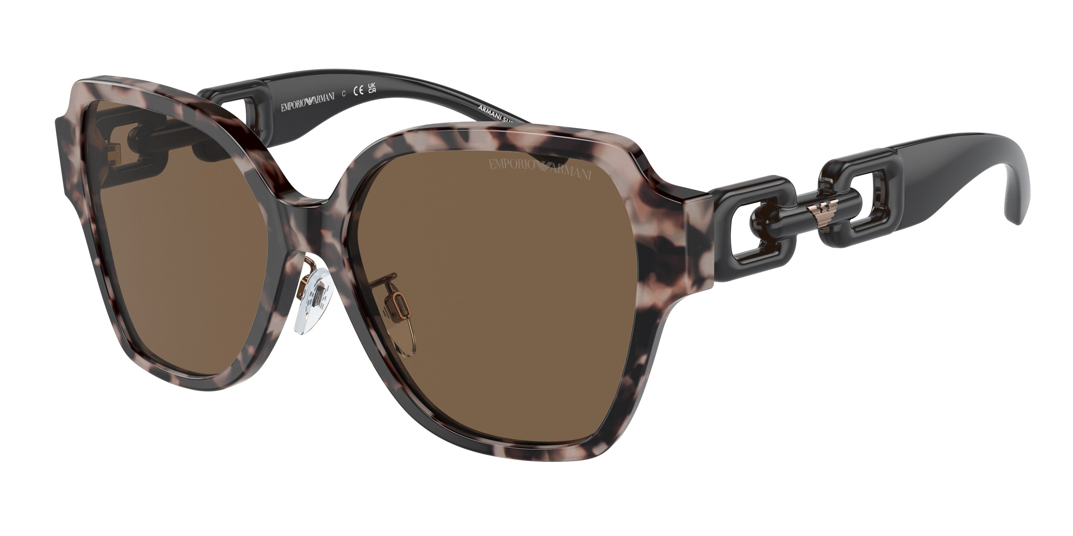 Emporio Armani EA4202F Square Sunglasses 541073-Shiny Pink Havana 56-140-16 - Color Map Pink