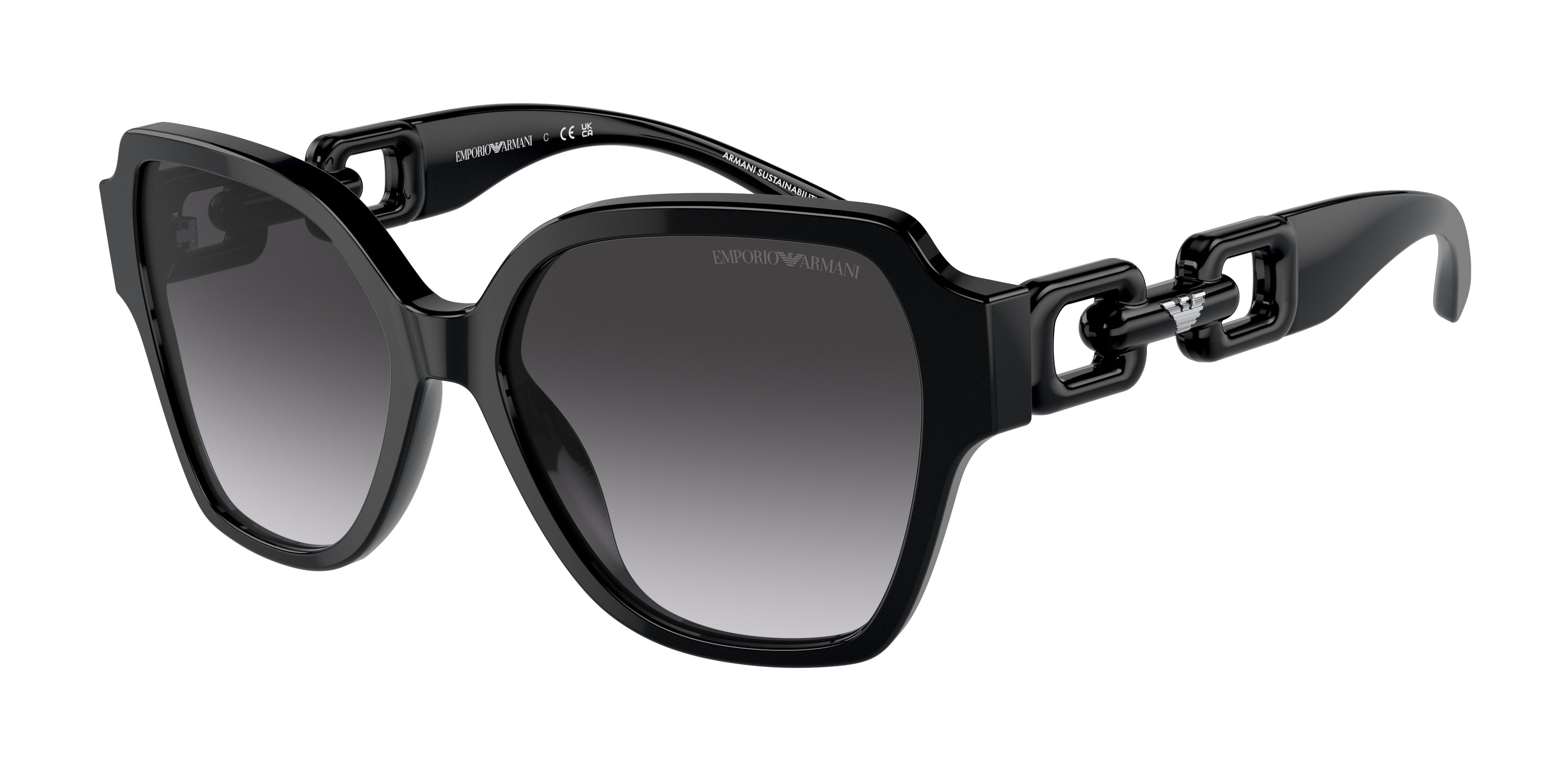 Emporio Armani EA4202 Square Sunglasses 50178G-Shiny Black 54-140-16 - Color Map Black