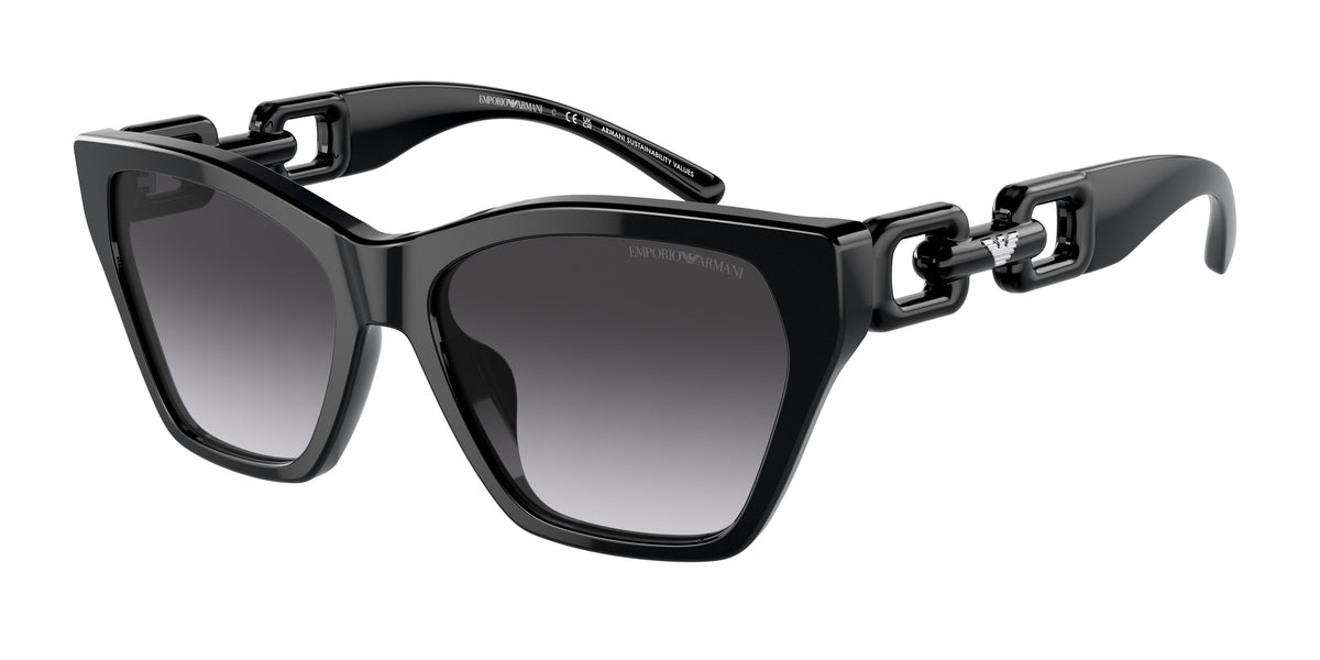 Emporio Armani EA4203U Cat Eye Sunglasses 50178G-Shiny Black 55-140-17 - Color Map Black