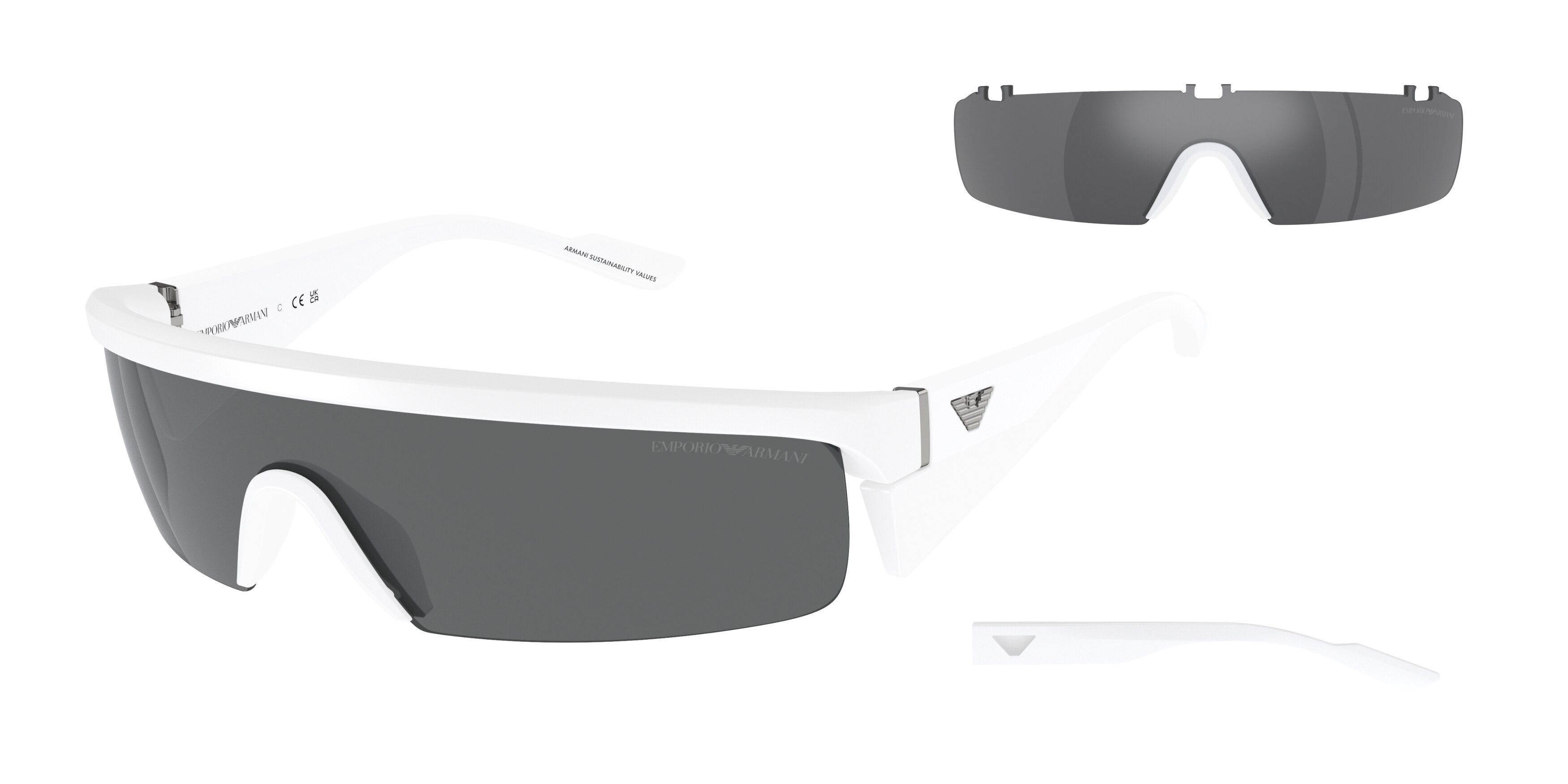 Emporio Armani EA4204U Rectangle Sunglasses 534487-Matte White 36-125-136 - Color Map White