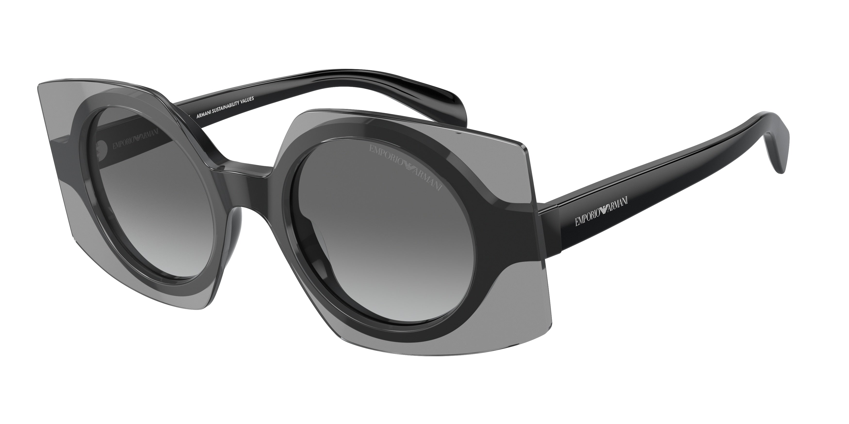 Emporio Armani EA4207 Square Sunglasses  602911-Black & Top Transparent Grey 46-140-21 - Color Map Black