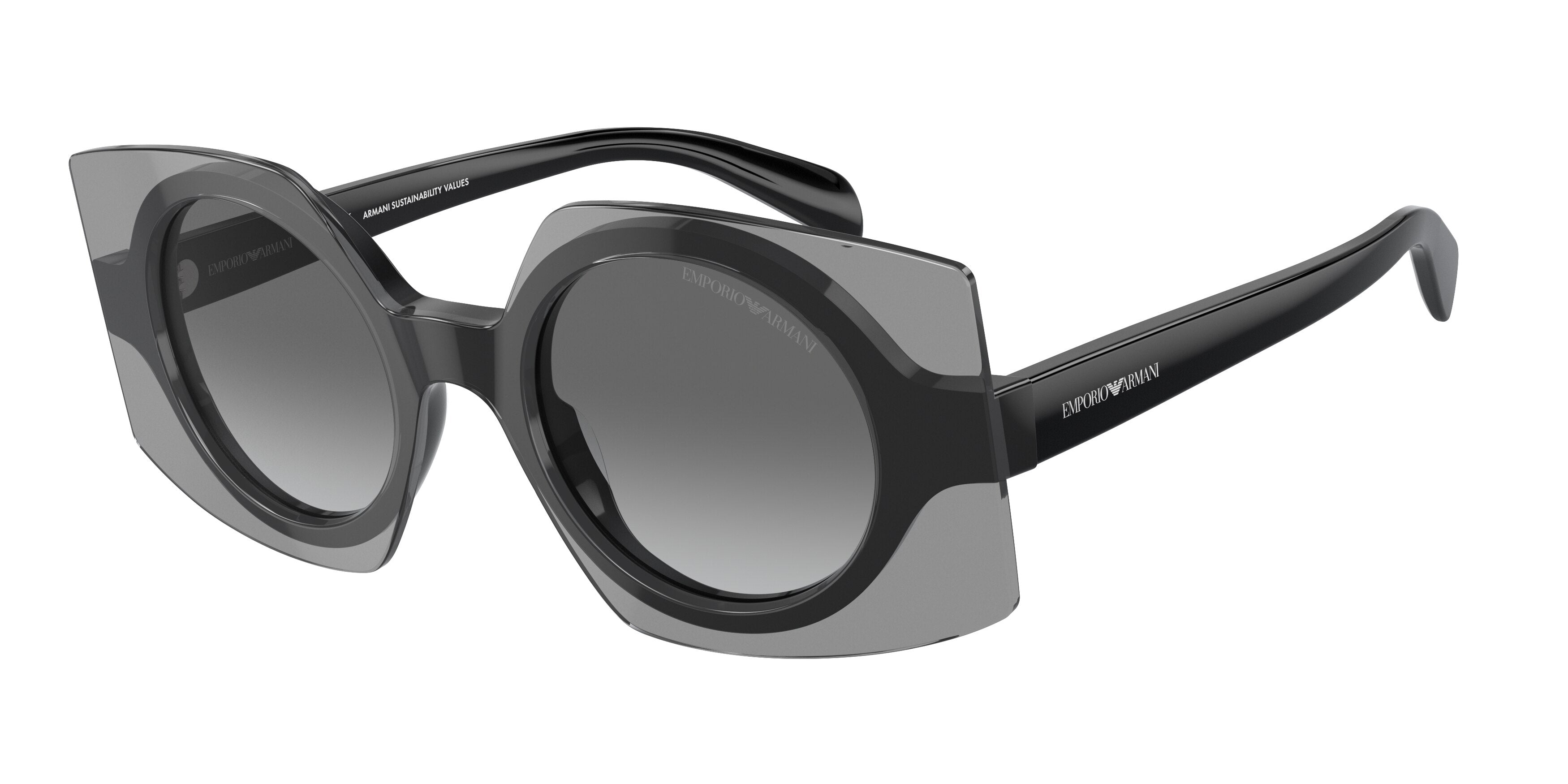 Emporio Armani EA4207 Square Sunglasses  602911-Black & Top Transparent Grey 46-140-21 - Color Map Black