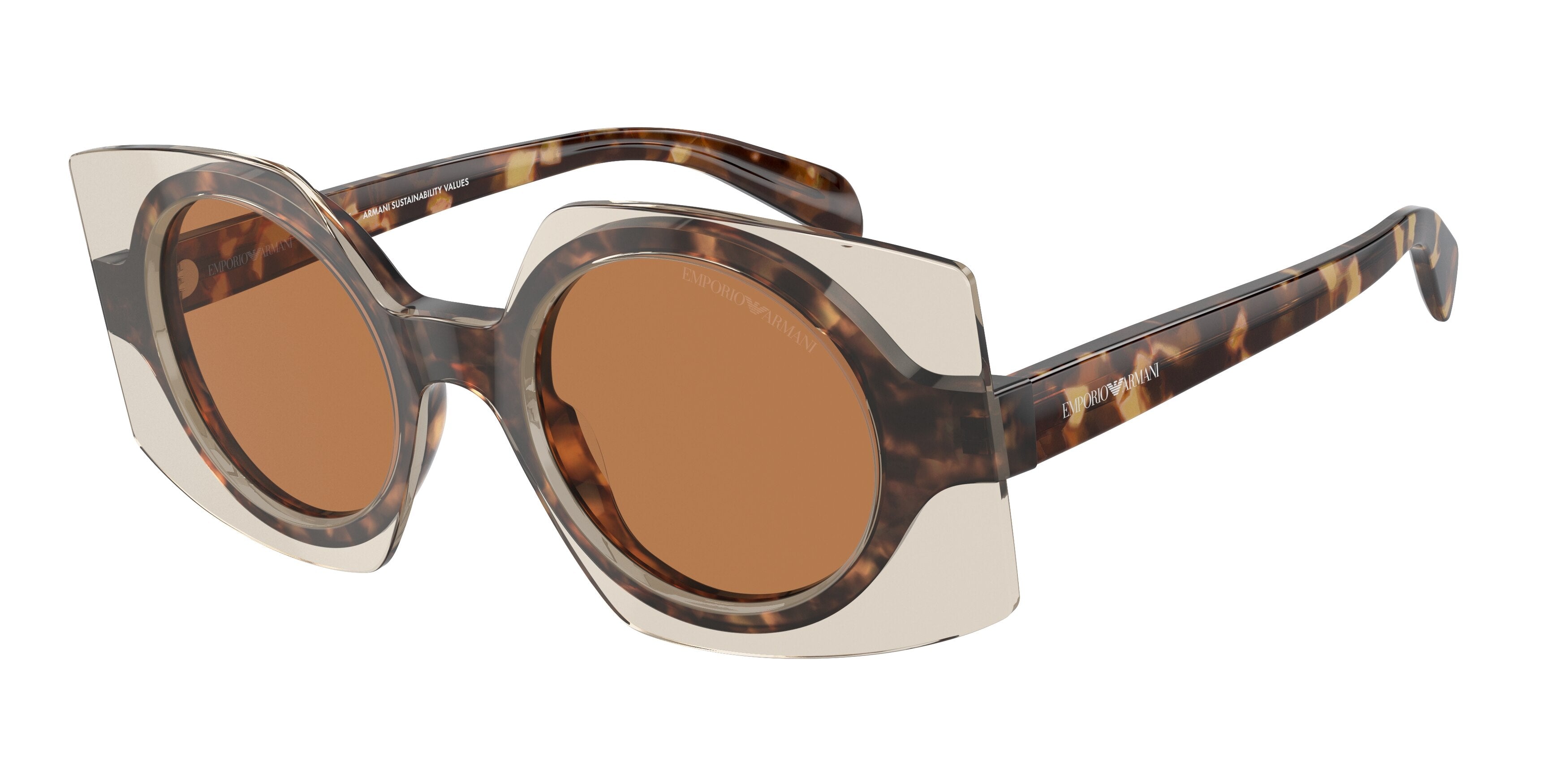 Emporio Armani EA4207 Square Sunglasses 603073-Havana Top Transparent Brown 46-140-21 - Color Map Tortoise