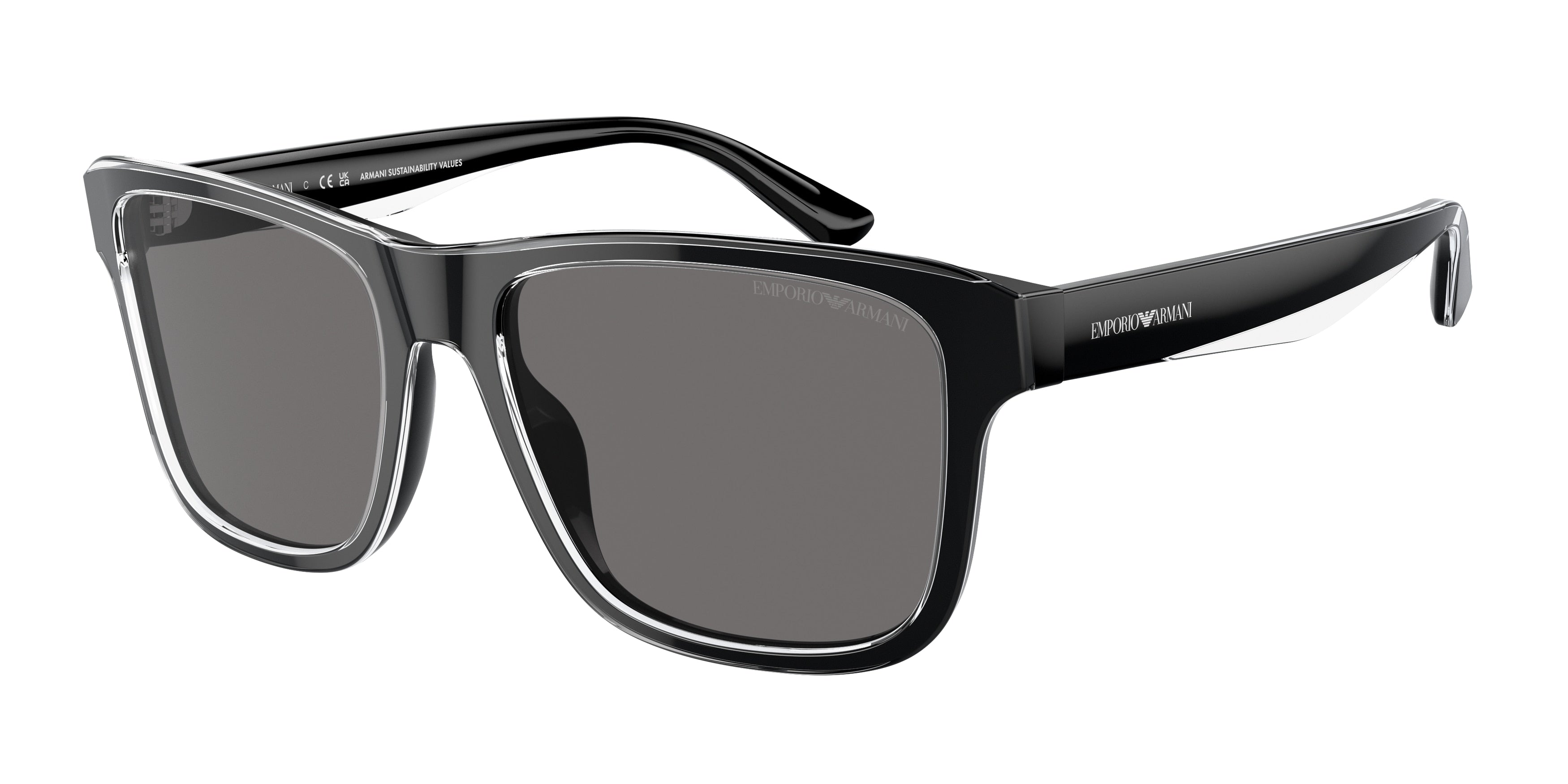 Emporio Armani EA4208F Pillow Sunglasses  605187-Shiny Black/Top Crystal 57-145-18 - Color Map Black