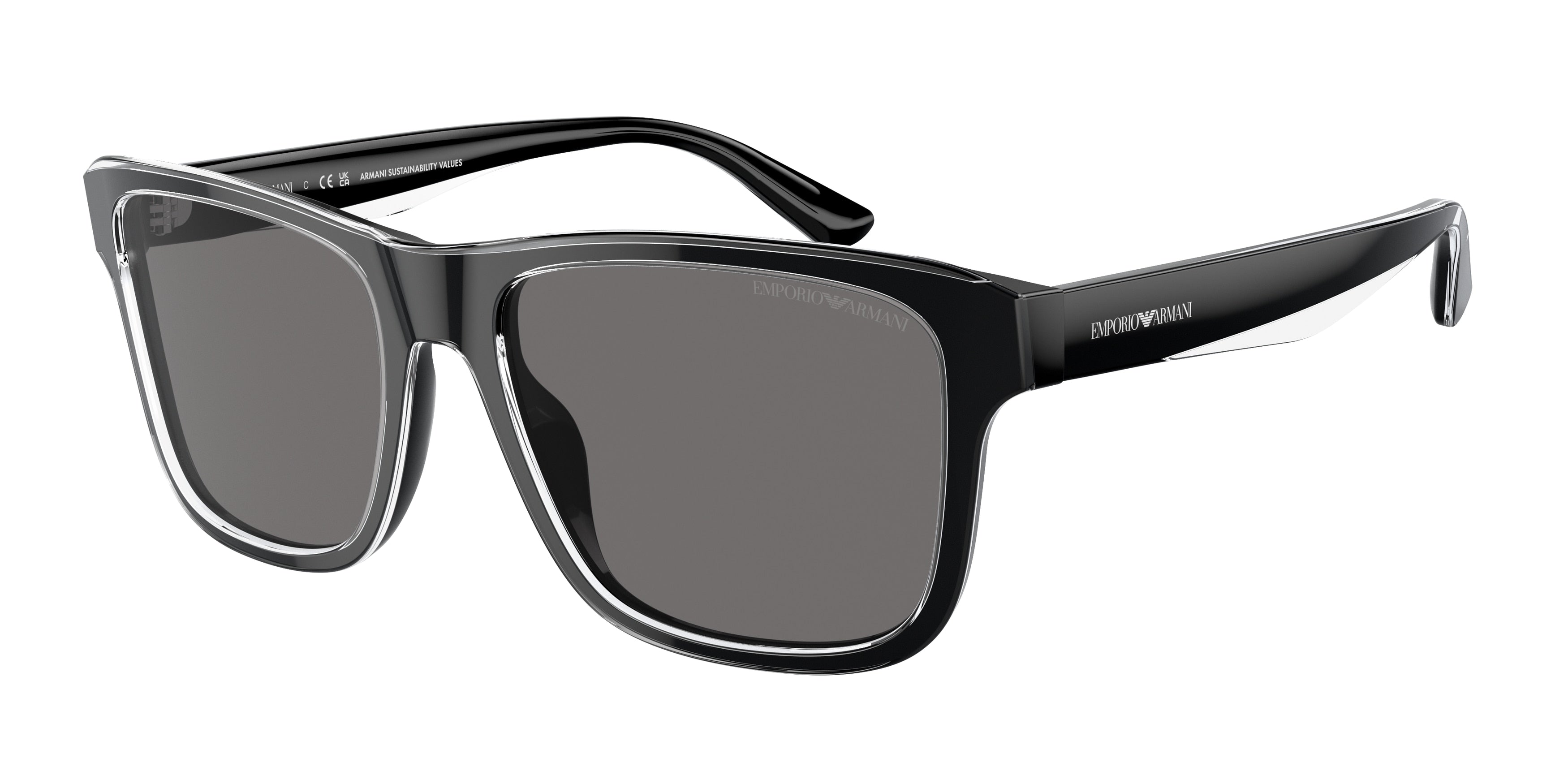 Emporio Armani EA4208 Pillow Sunglasses 605187-Shiny Black/Top Crystal 56-145-18 - Color Map Black