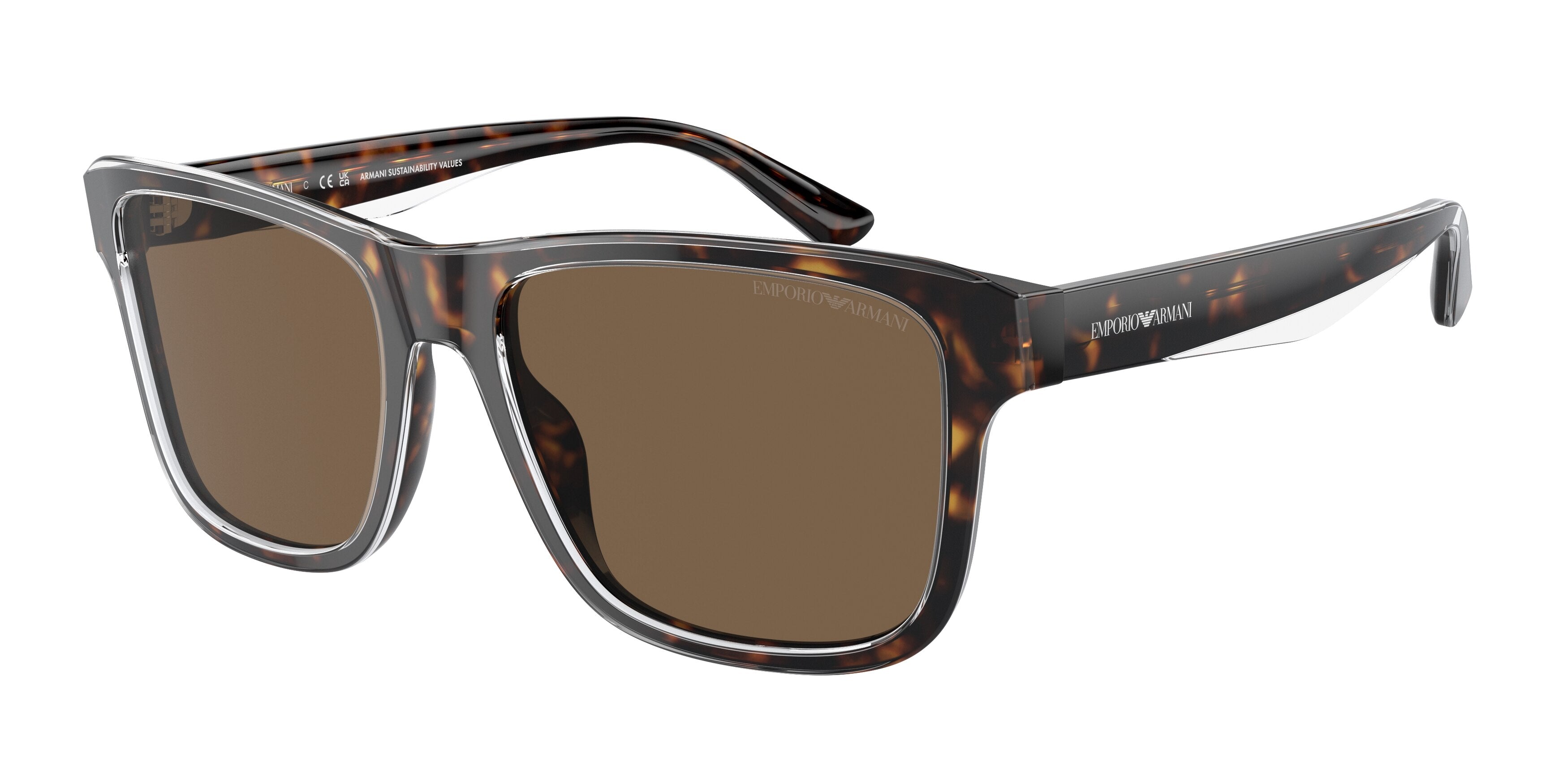 Emporio Armani EA4208 Pillow Sunglasses 605273-Shiny Havana/Top Crystal 56-145-18 - Color Map Tortoise