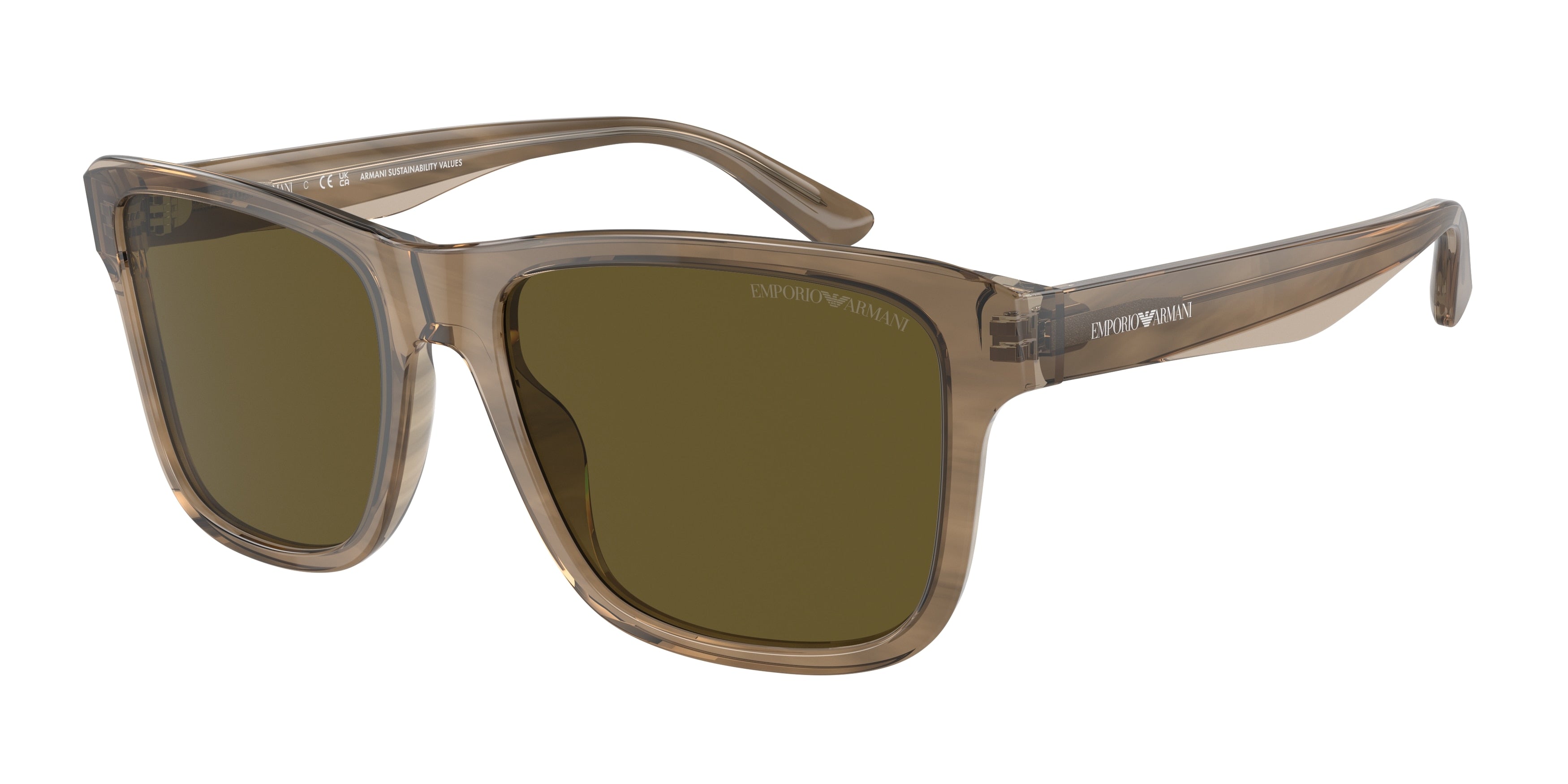 Emporio Armani EA4208 Pillow Sunglasses 605573-Shiny Green/Top Brown 56-145-18 - Color Map Green