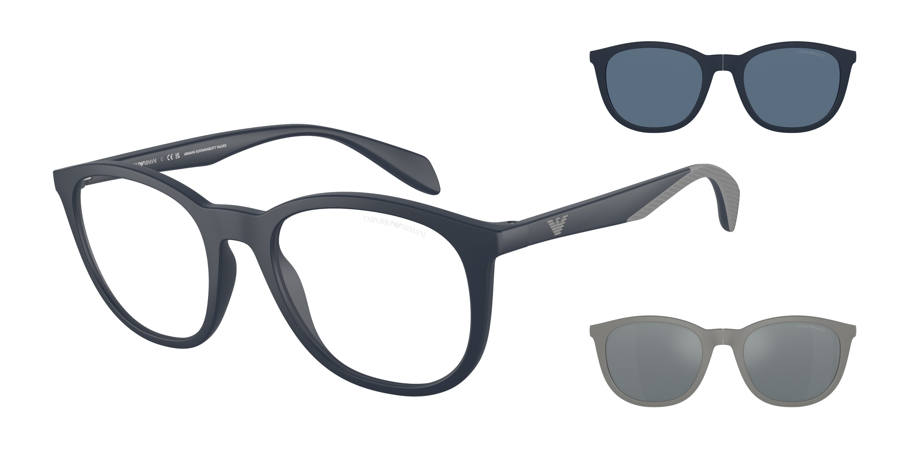 Emporio Armani EA4211 Phantos Sunglasses for Men — Free Shipping - 52-145-20 / 50881W-Matte Blue