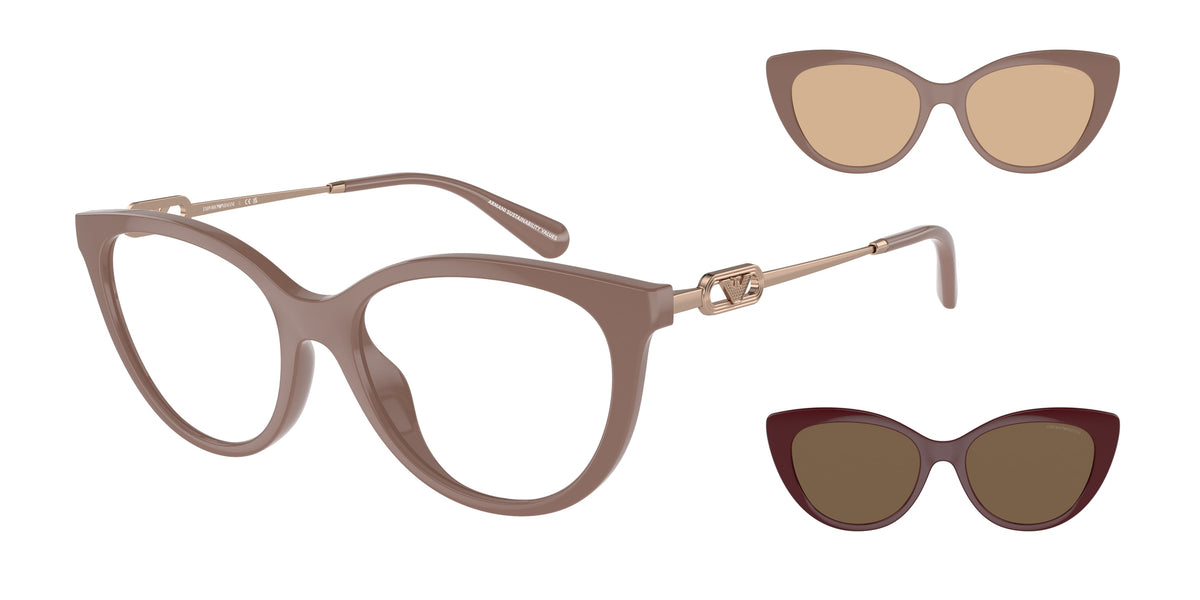 Emporio Armani EA4213U Cat Eye Sunglasses 51461W-Shiny Tundra 53-140-17 - Color Map Brown
