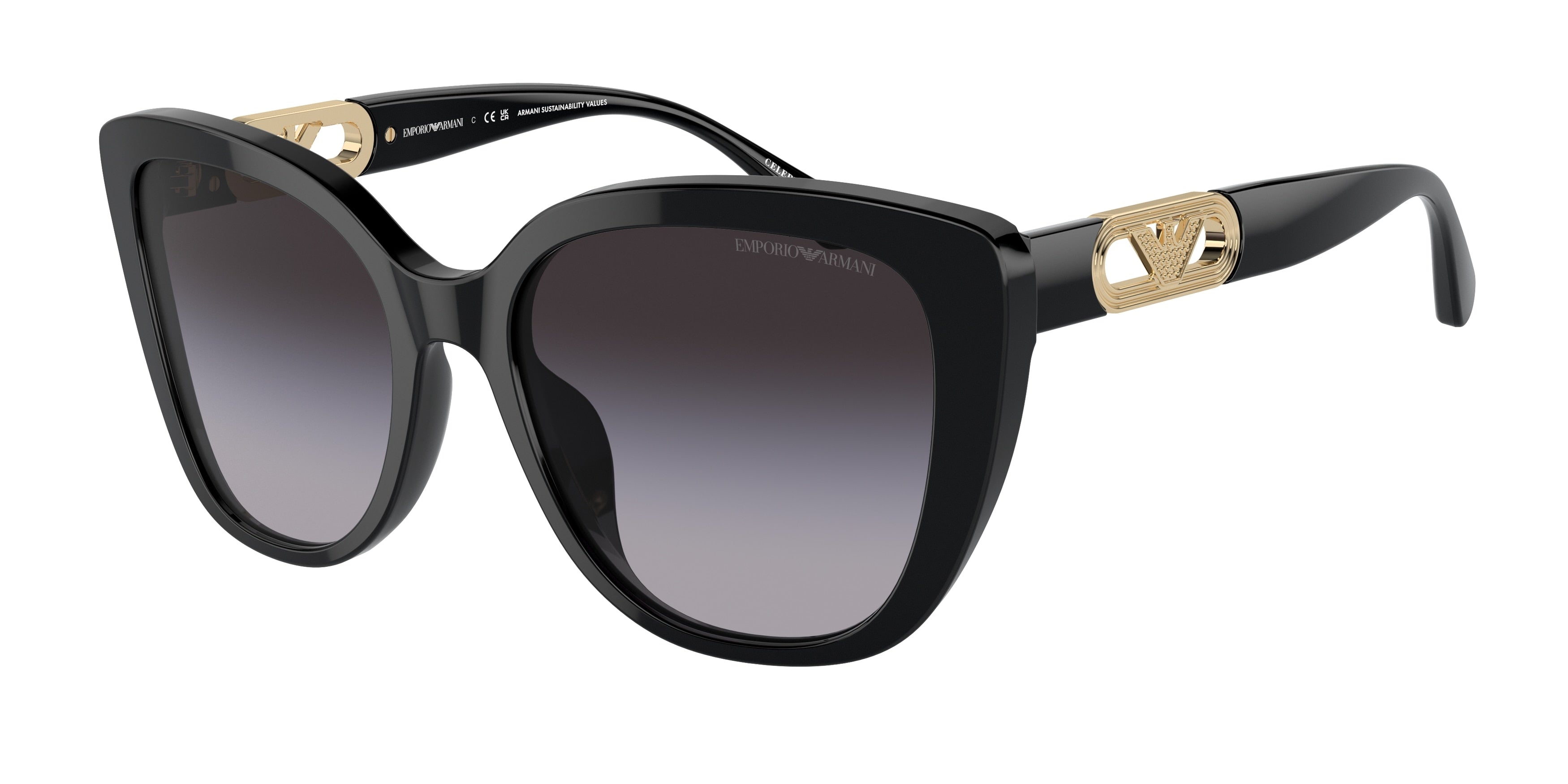 Emporio Armani EA4214U Butterfly Sunglasses 53788G-Shiny Black 54-140-18 - Color Map Black