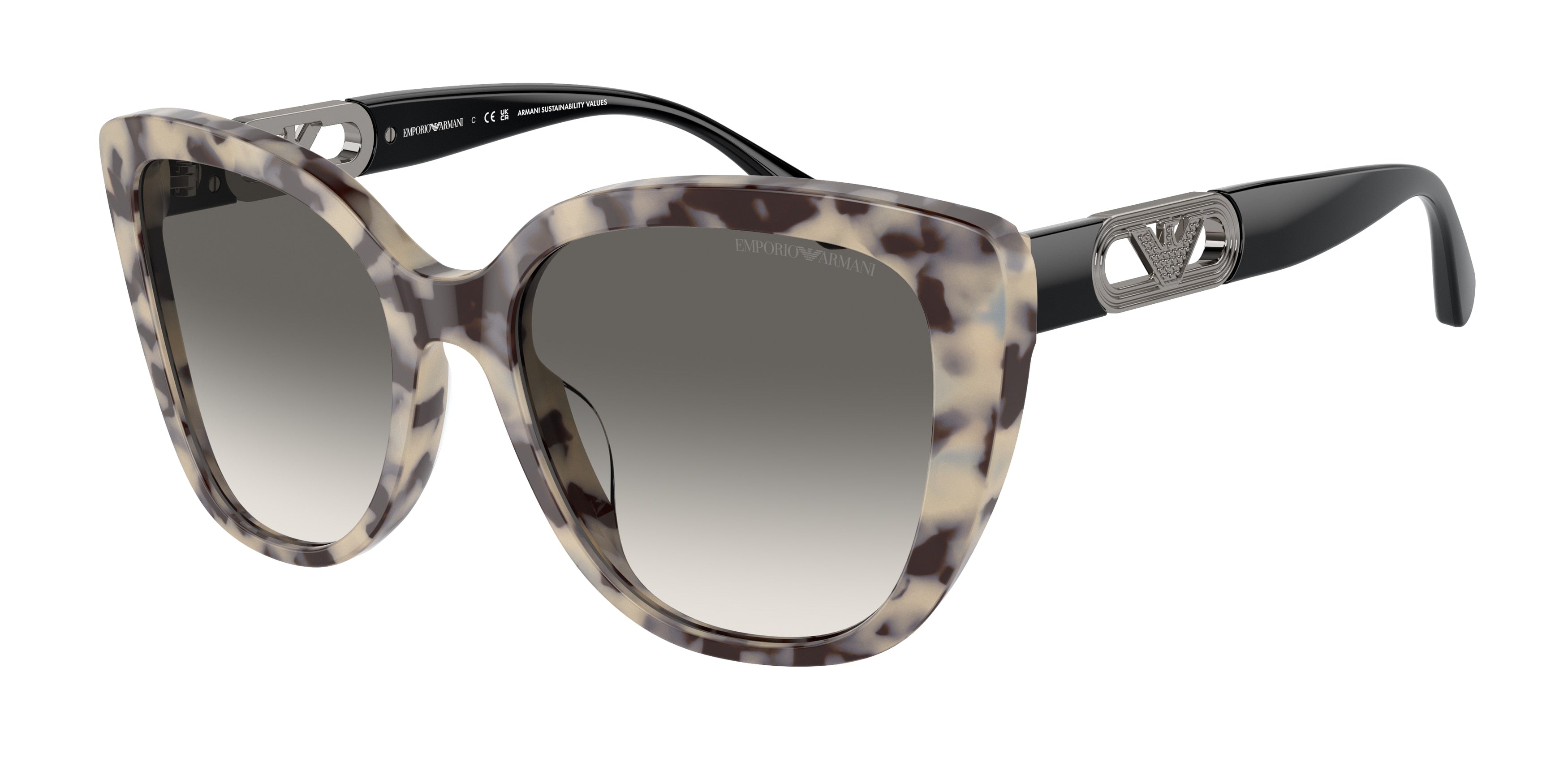 Emporio Armani EA4214U Butterfly Sunglasses 605811-Shiny Havana Cream 54-140-18 - Color Map Brown