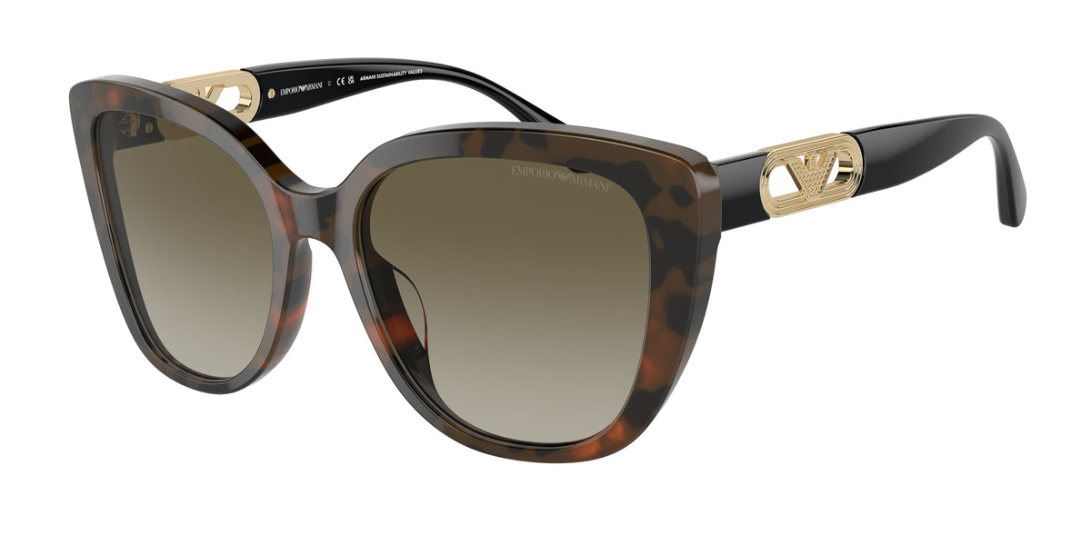 Emporio Armani EA4214U Butterfly Sunglasses 60608E-Shiny Havana Red 54-140-18 - Color Map Red