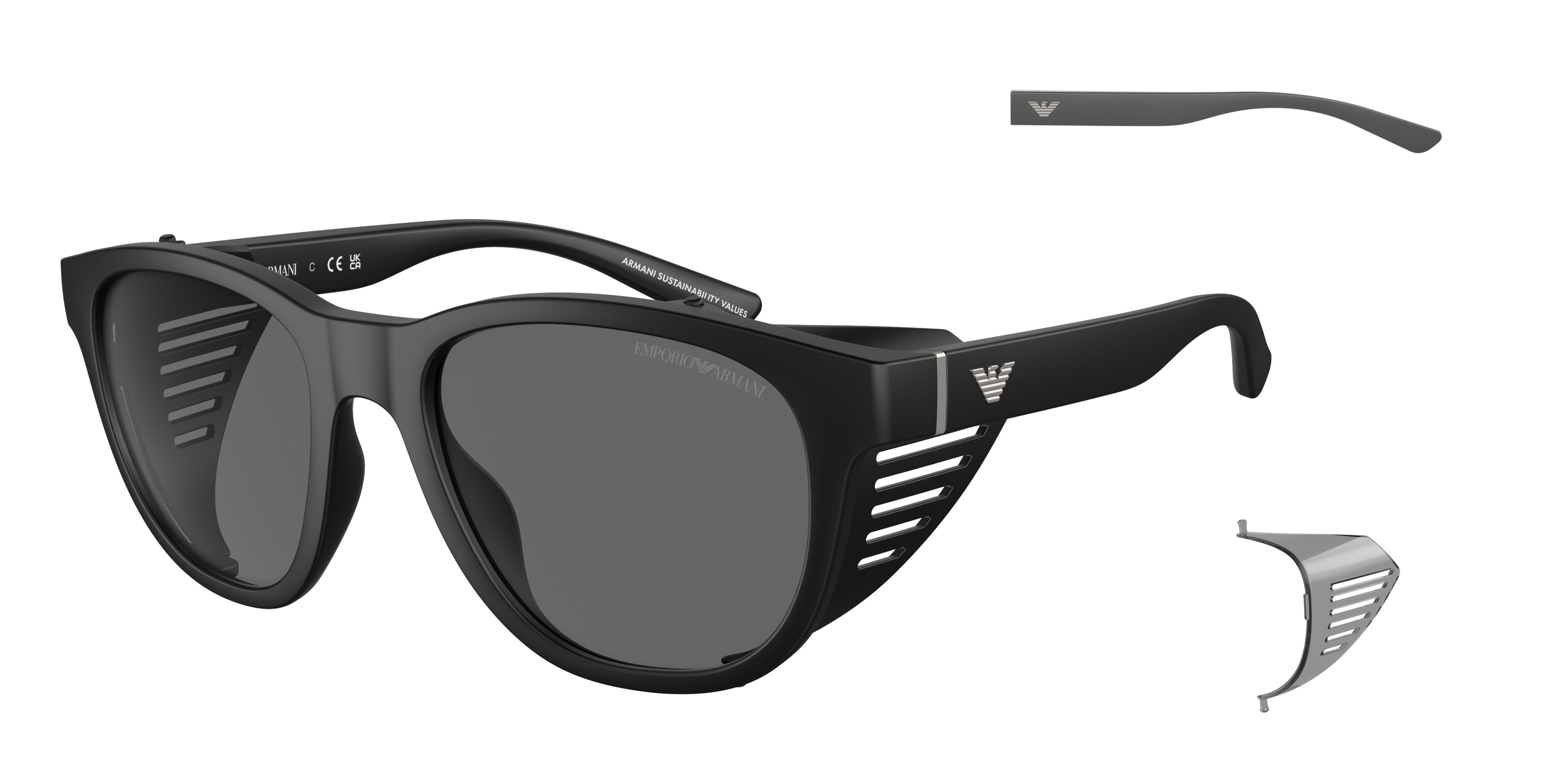 Emporio Armani EA4216U Pillow Sunglasses 500187-Matte Black 56-145-20 - Color Map Black