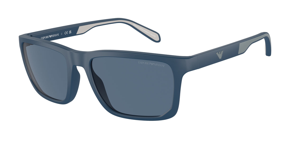 Emporio Armani EA4219F Rectangle Sunglasses 576380-Matte Blue 58-145-18 - Color Map Blue