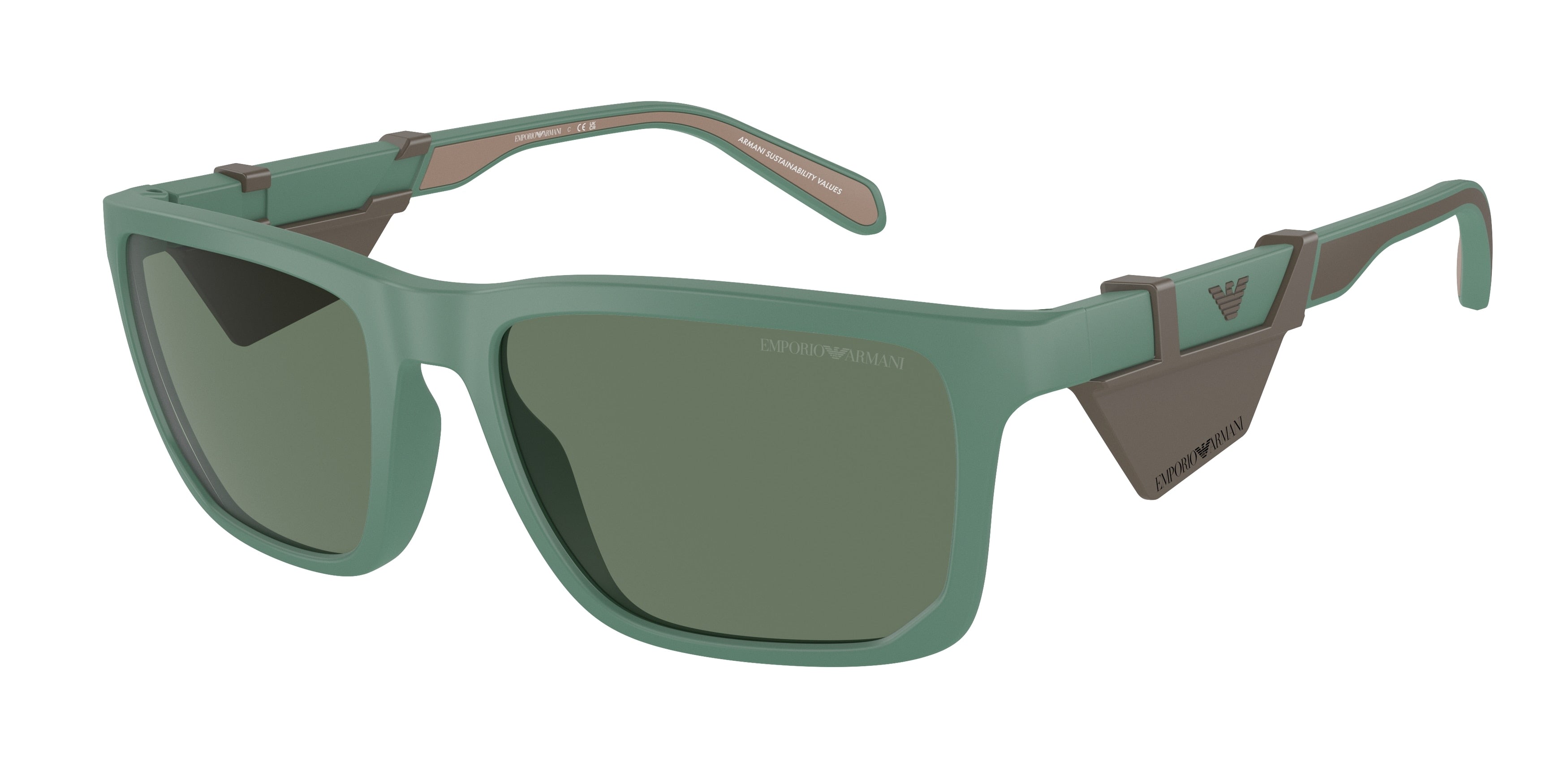 Emporio Armani EA4219 Rectangle Sunglasses 610276-Matte Alpine Green 57-145-18 - Color Map Green