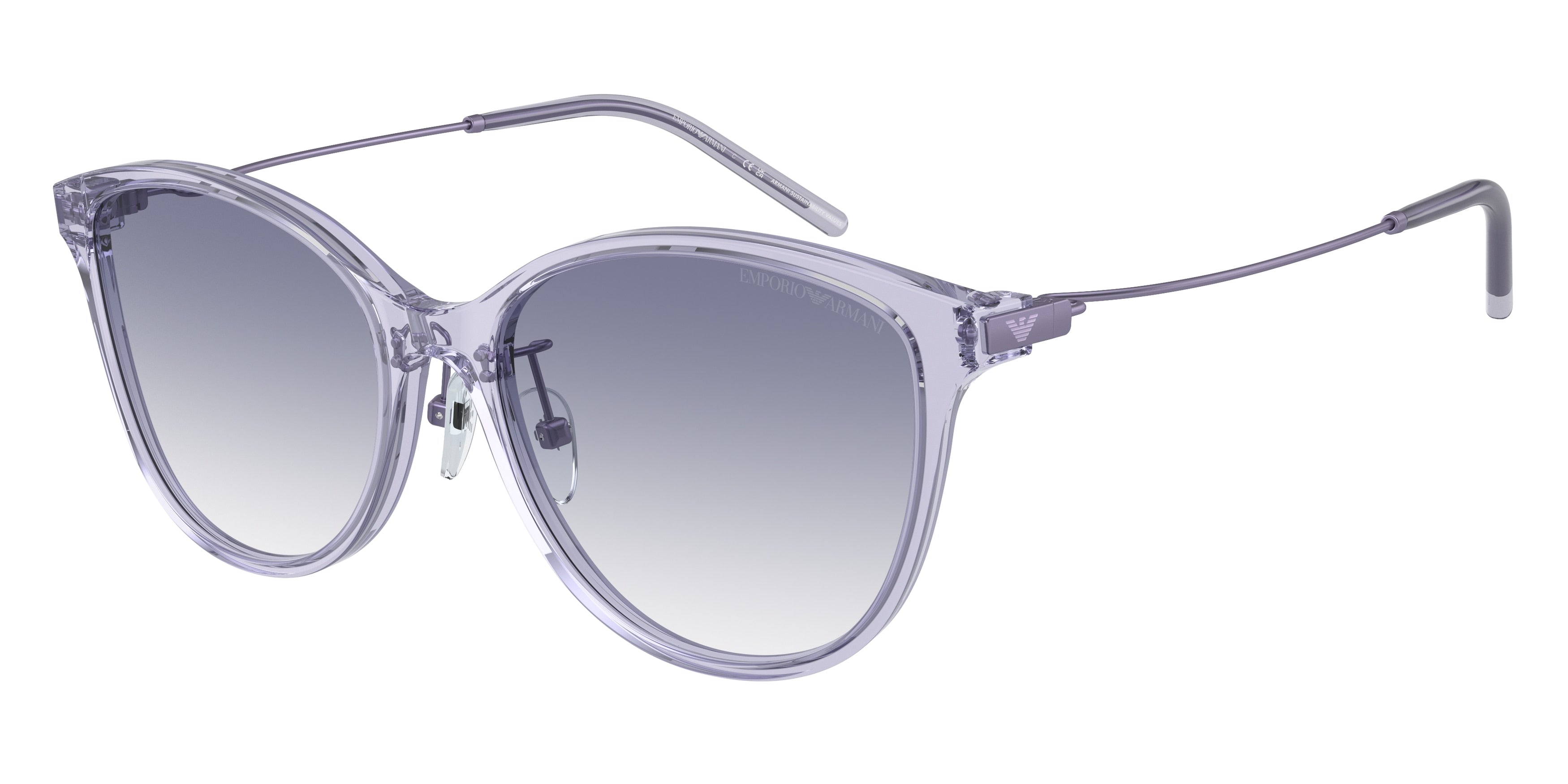 Emporio Armani EA4220F Cat Eye Sunglasses 611179-Shiny Transparent Lilac 56-145-17 - Color Map Violet