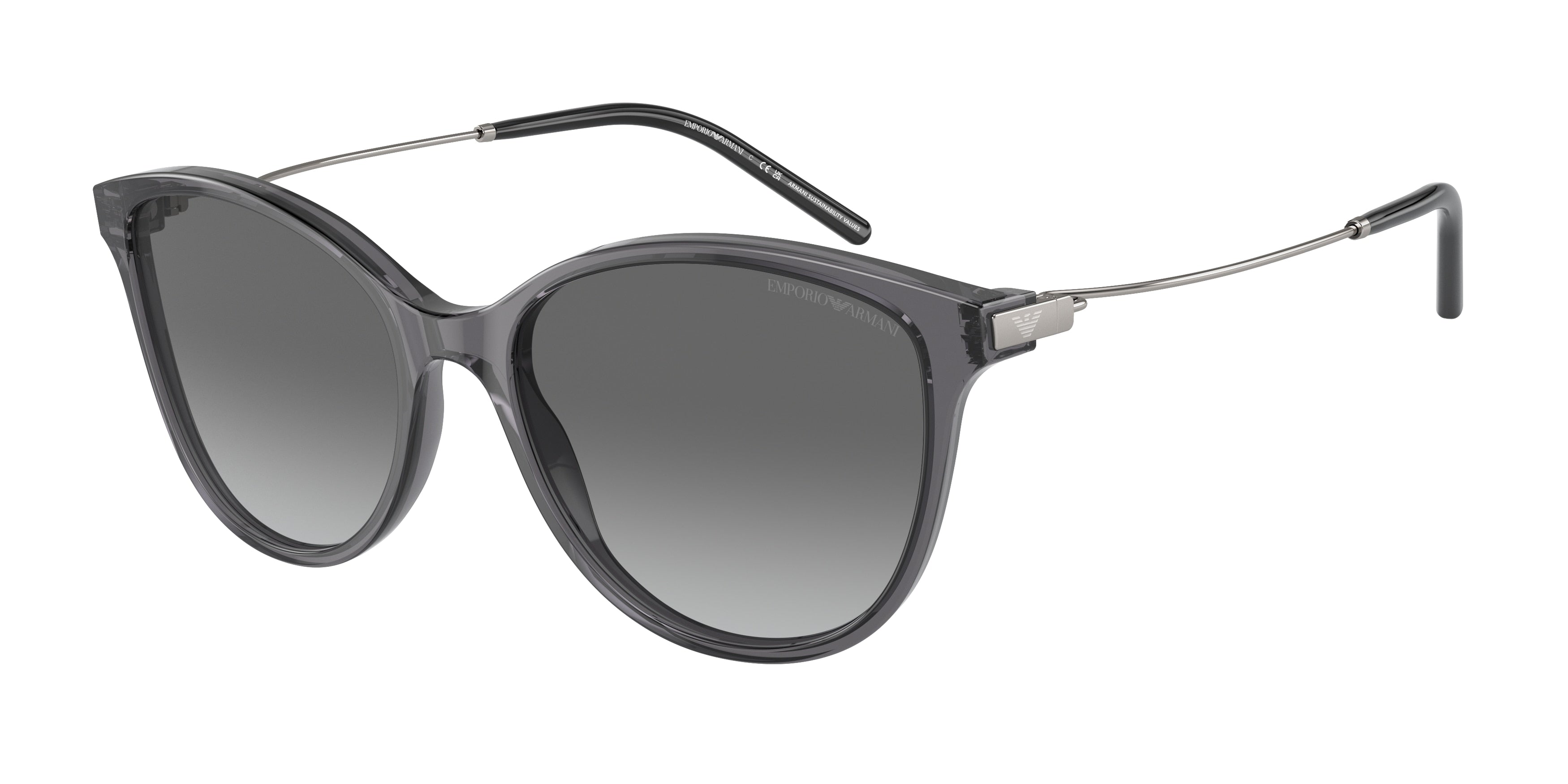 Emporio Armani EA4220 Cat Eye Sunglasses 610611-Shiny Transparent Black 54-140-17 - Color Map Grey