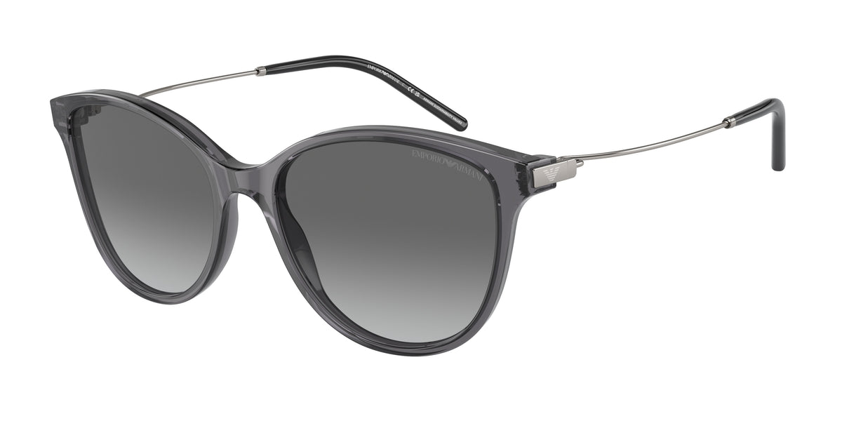 Emporio Armani EA4220 Cat Eye Sunglasses 610611-Shiny Transparent Black 54-140-17 - Color Map Grey