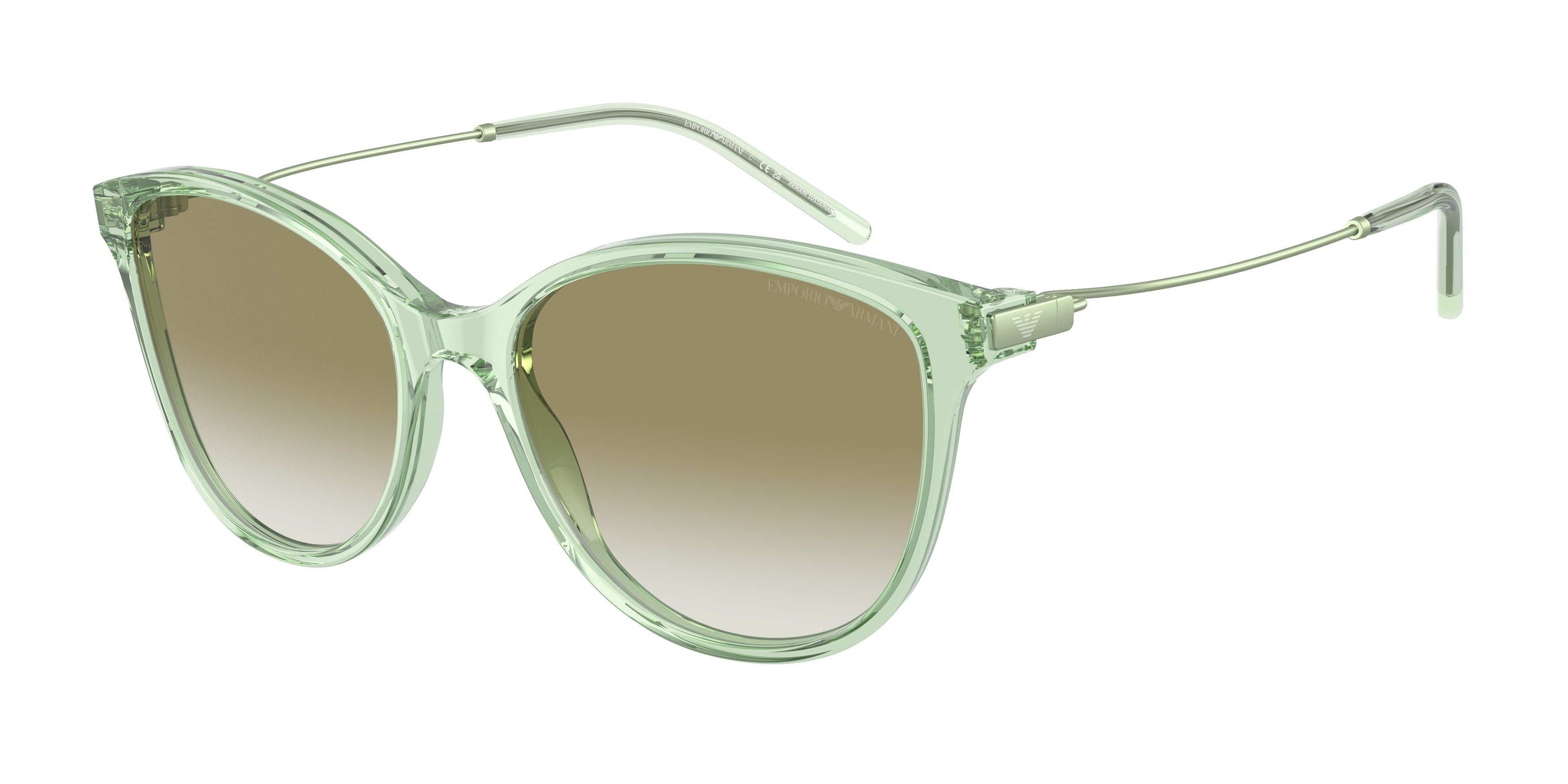 Emporio Armani EA4220 Cat Eye Sunglasses 61078E-Shiny Transparent Green 54-140-17 - Color Map Green