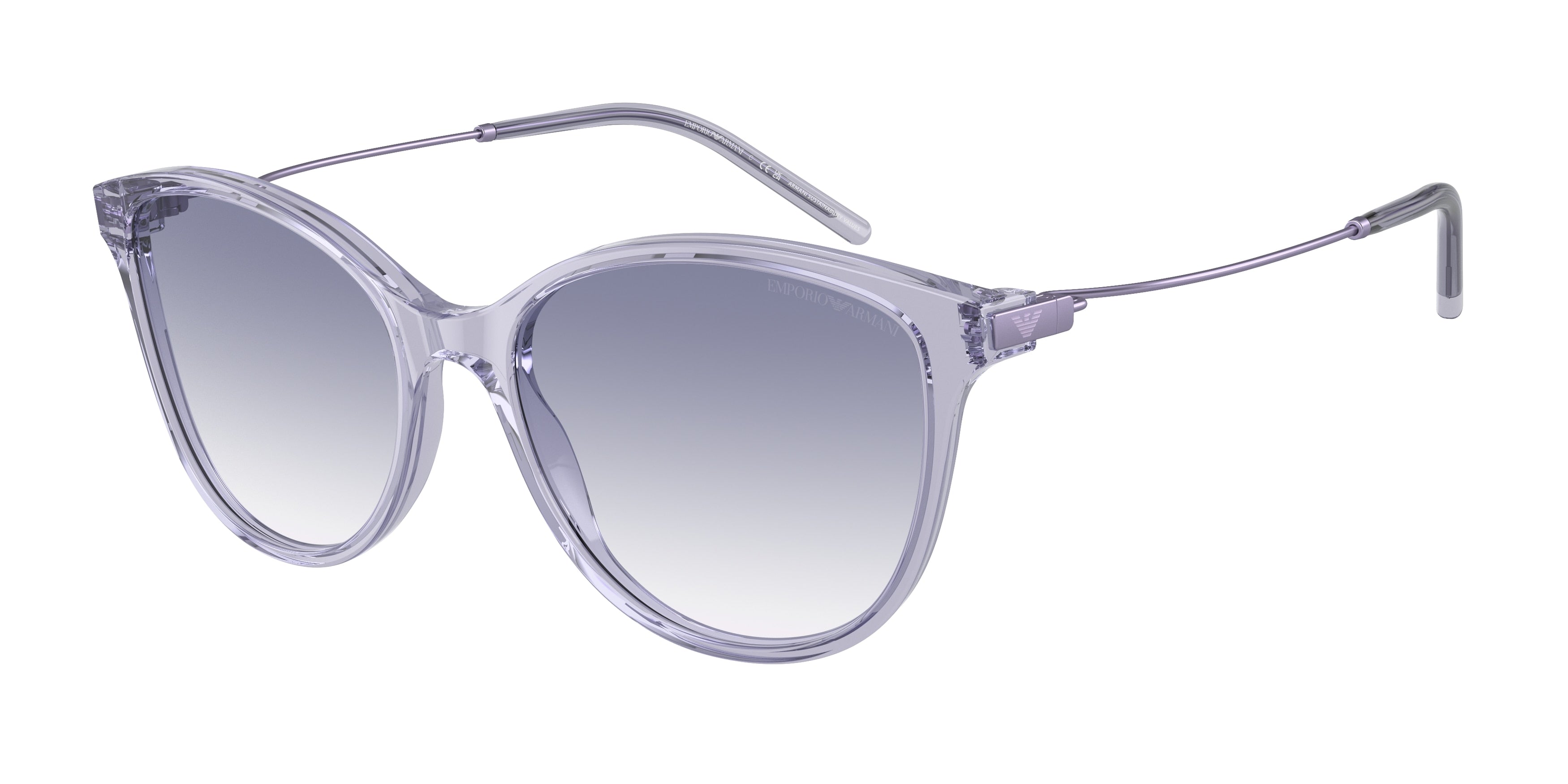 Emporio Armani EA4220 Cat Eye Sunglasses 611179-Shiny Transparent Lilac 54-140-17 - Color Map Violet