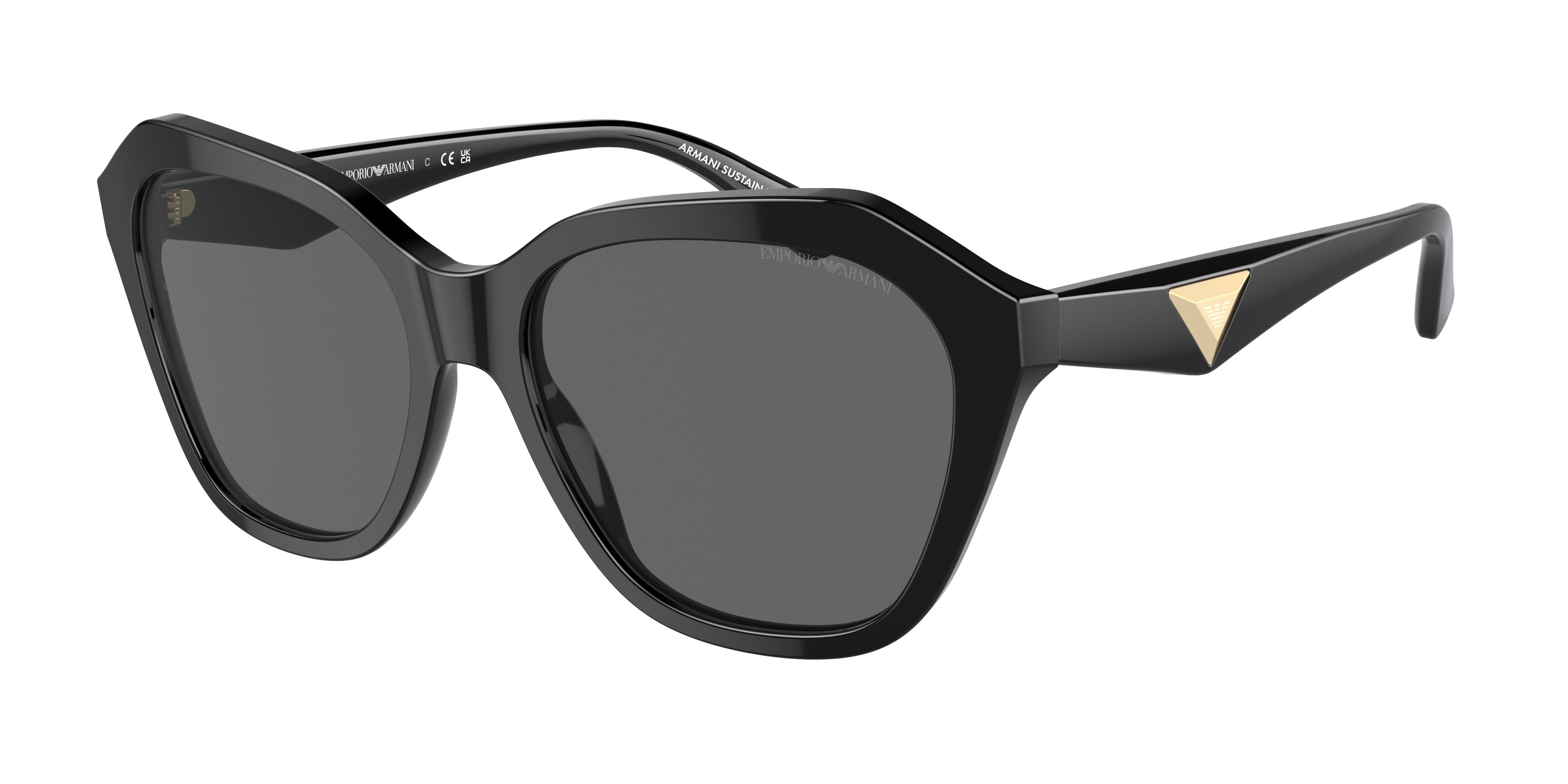 Emporio Armani EA4221 Irregular Sunglasses 501787-Shiny Black 56-140-17 - Color Map Black