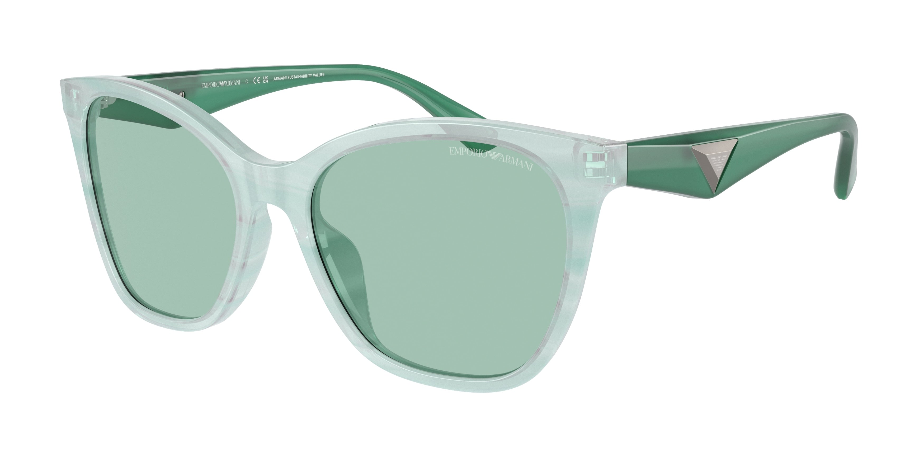 Emporio Armani EA4222U Butterfly Sunglasses 611271-Shiny Striped Green 56-140-18 - Color Map Green