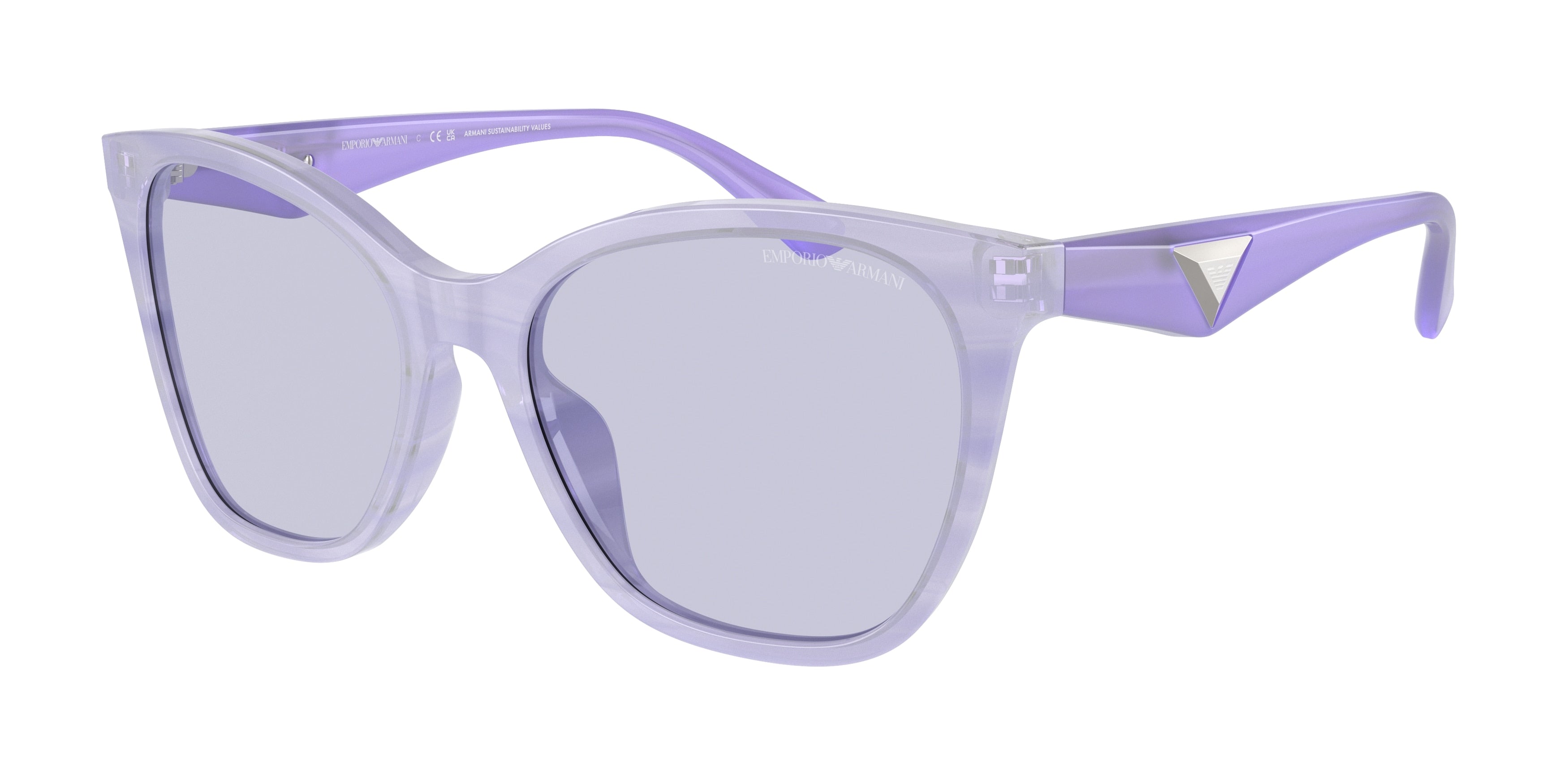 Emporio Armani EA4222U Butterfly Sunglasses 61131A-Shiny Striped Lilac 56-140-18 - Color Map Violet