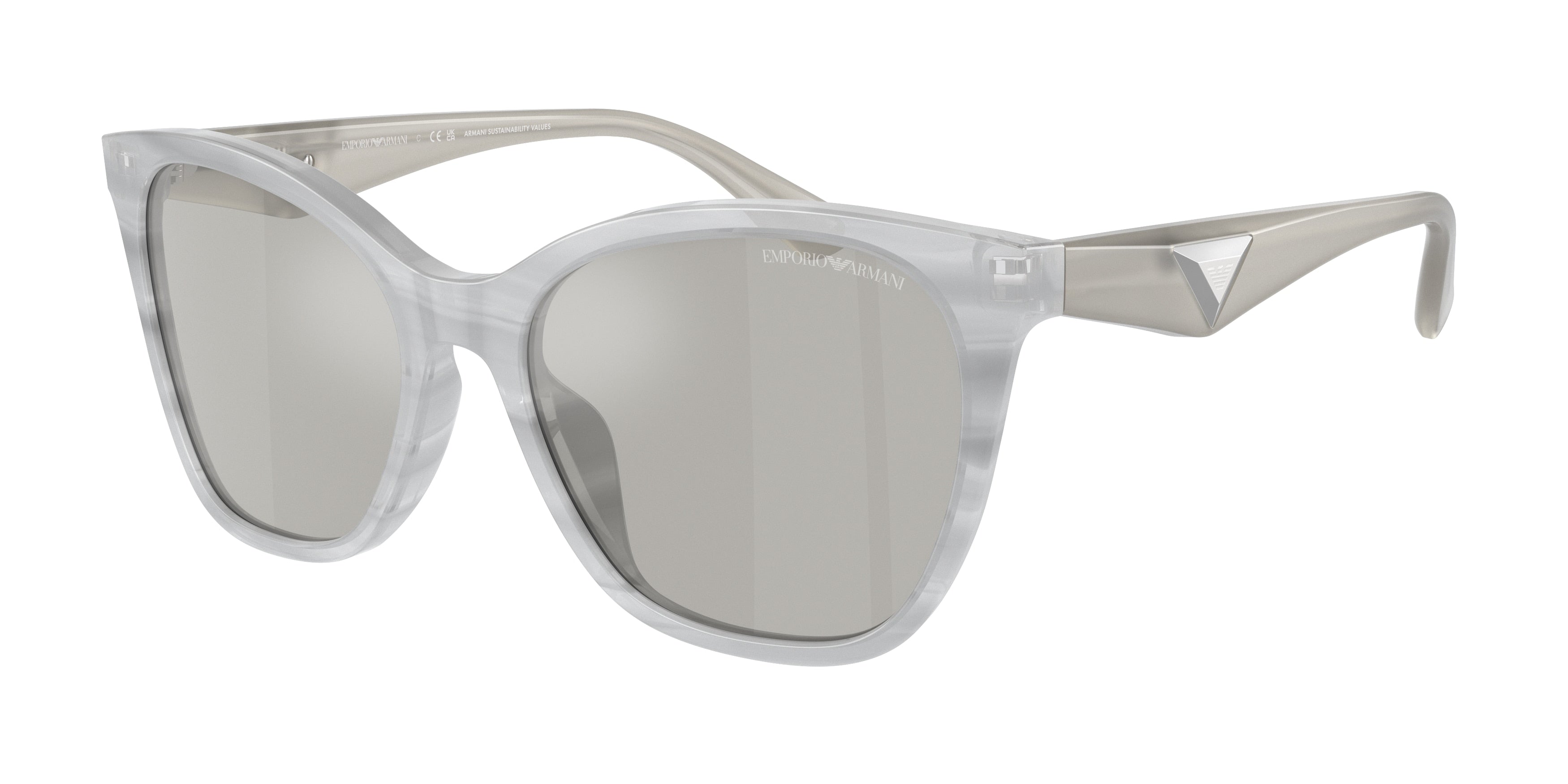 Emporio Armani EA4222U Butterfly Sunglasses 611487-Shiny Striped Grey 56-140-18 - Color Map Grey