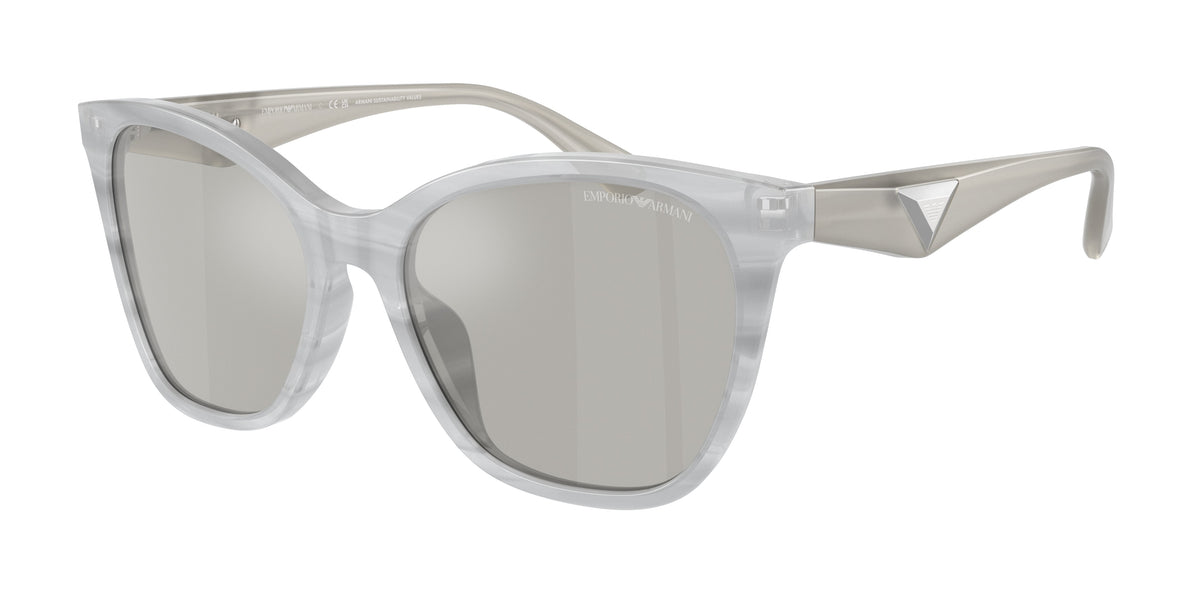 Emporio Armani EA4222U Butterfly Sunglasses 611487-Shiny Striped Grey 56-140-18 - Color Map Grey