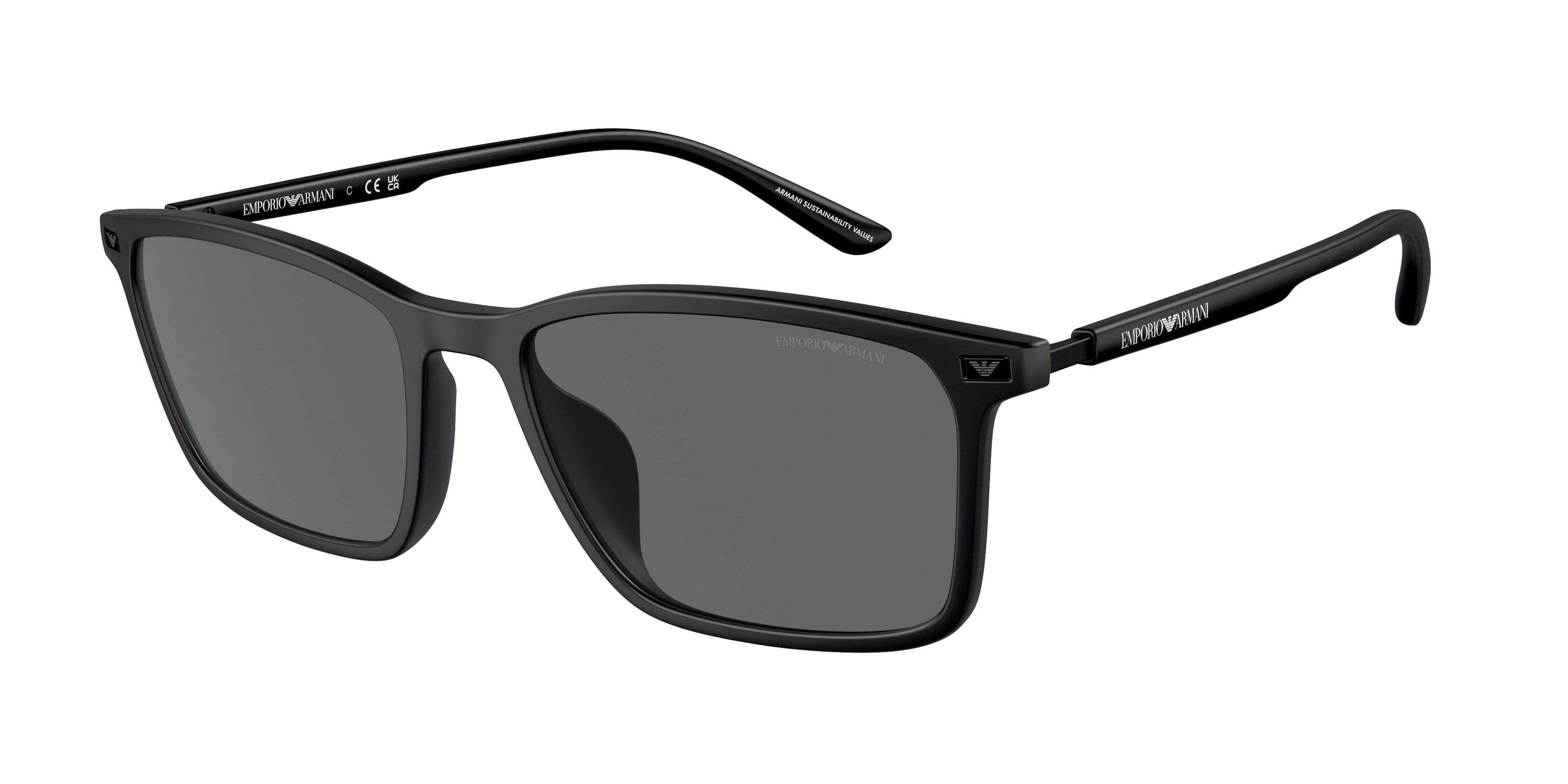Emporio Armani EA4223U Rectangle Sunglasses 500187-Matte Black 56-145-18 - Color Map Black