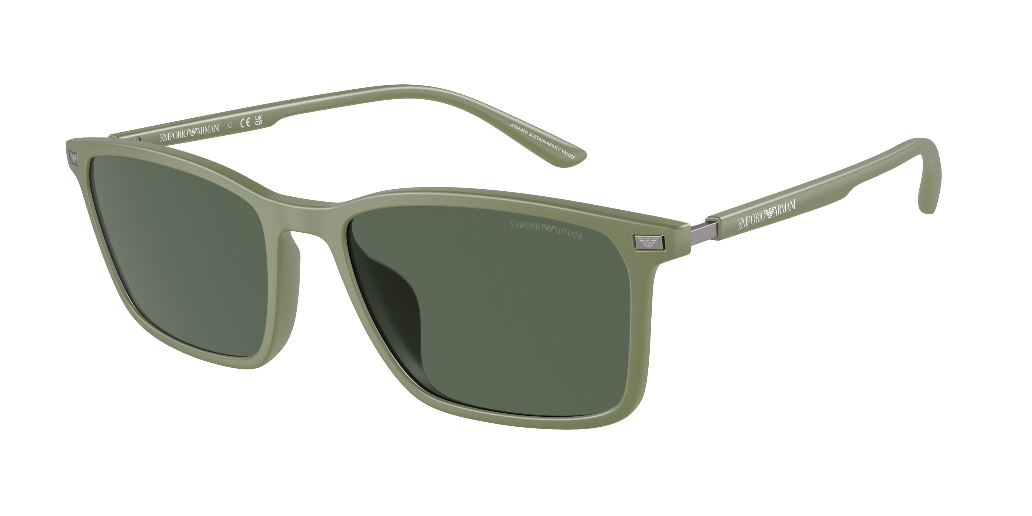 Emporio Armani EA4223U Rectangle Sunglasses 542471-Matte Green 56-145-18 - Color Map Green