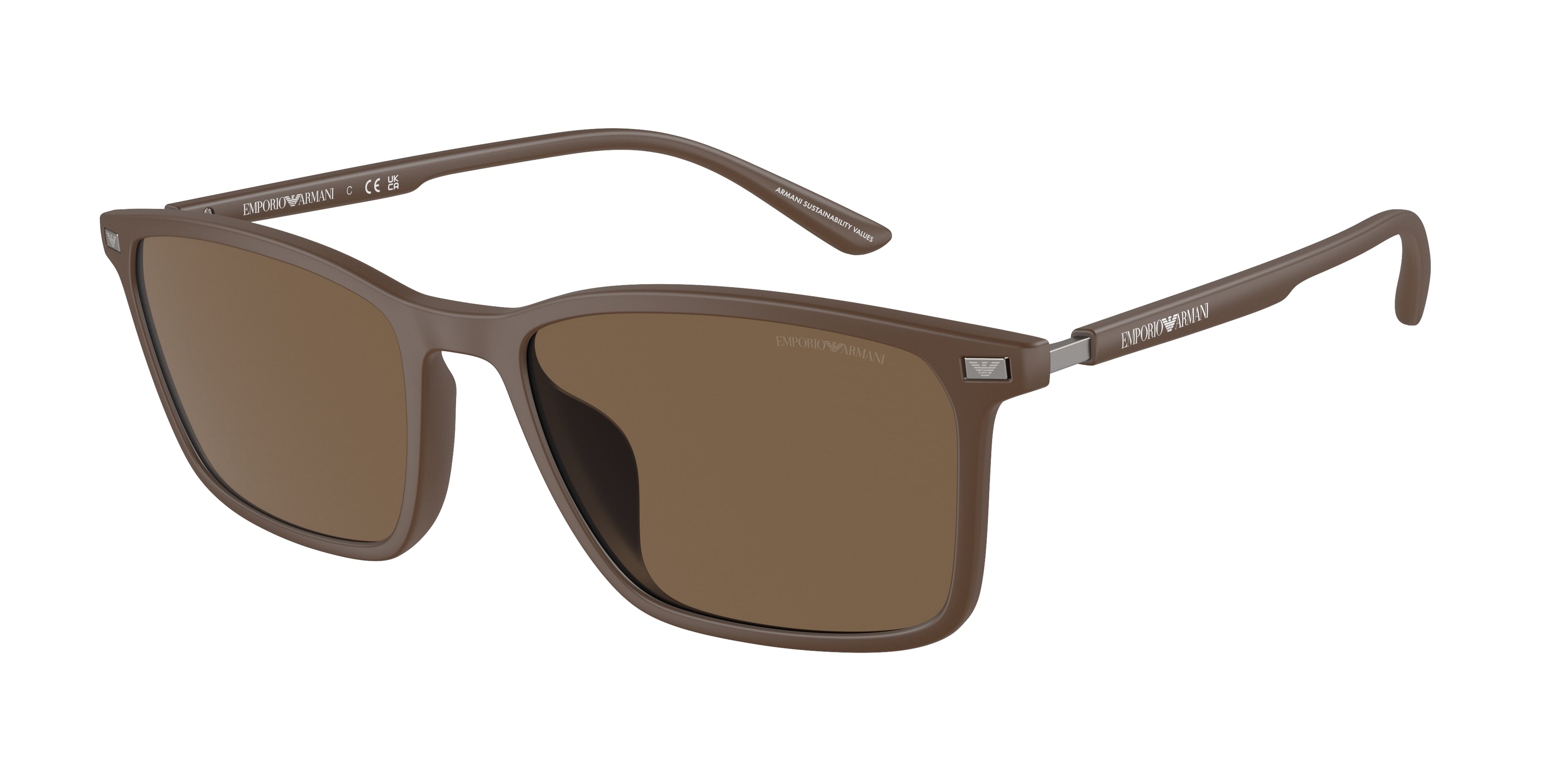 Emporio Armani EA4223U Rectangle Sunglasses 610573-Matte Brown 56-145-18 - Color Map Brown
