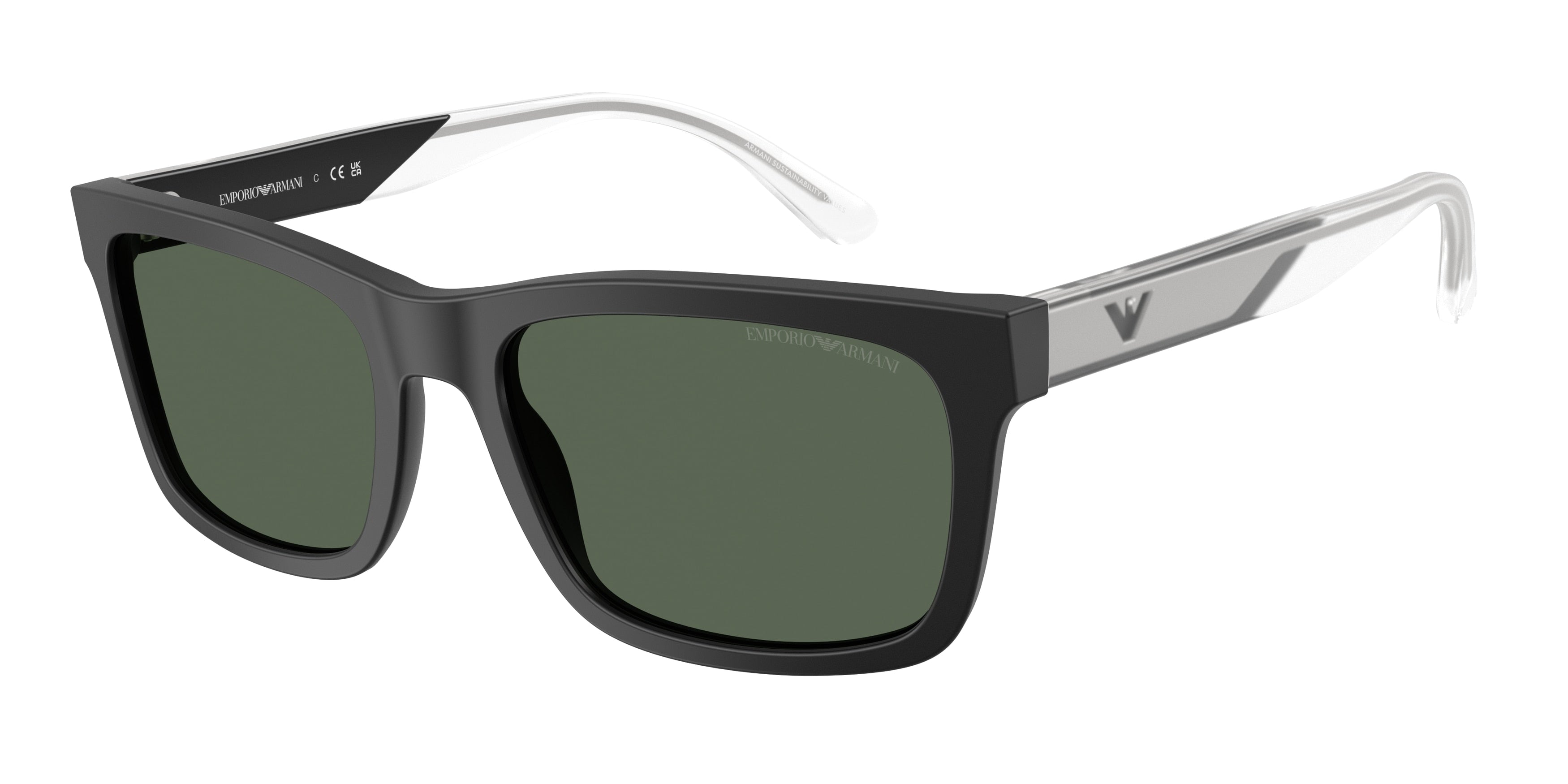 Emporio Armani EA4224 Rectangle Sunglasses 500171-Matte Black 57-145-19 - Color Map Black